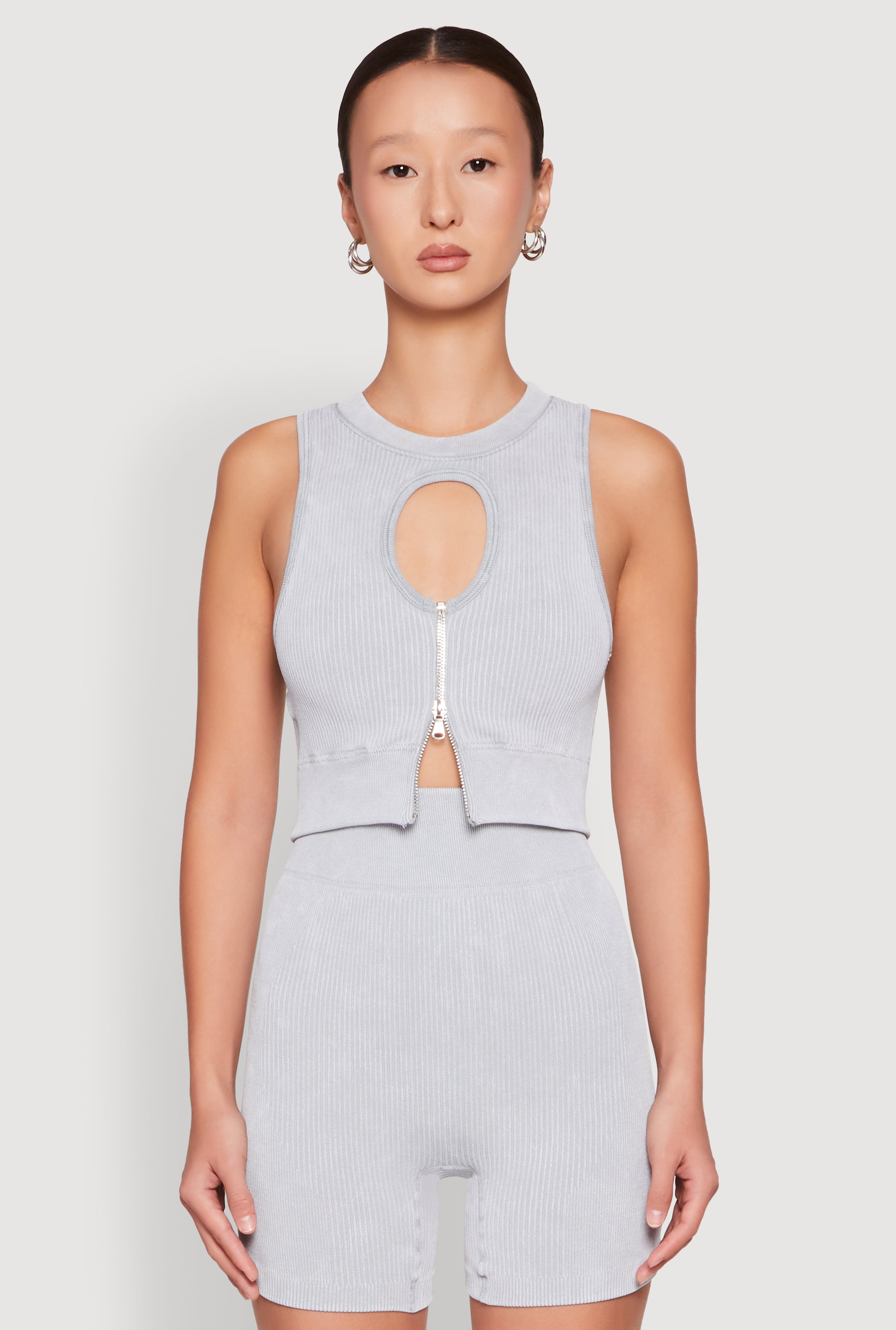 Ribbed Knit Keyhole Tank Top