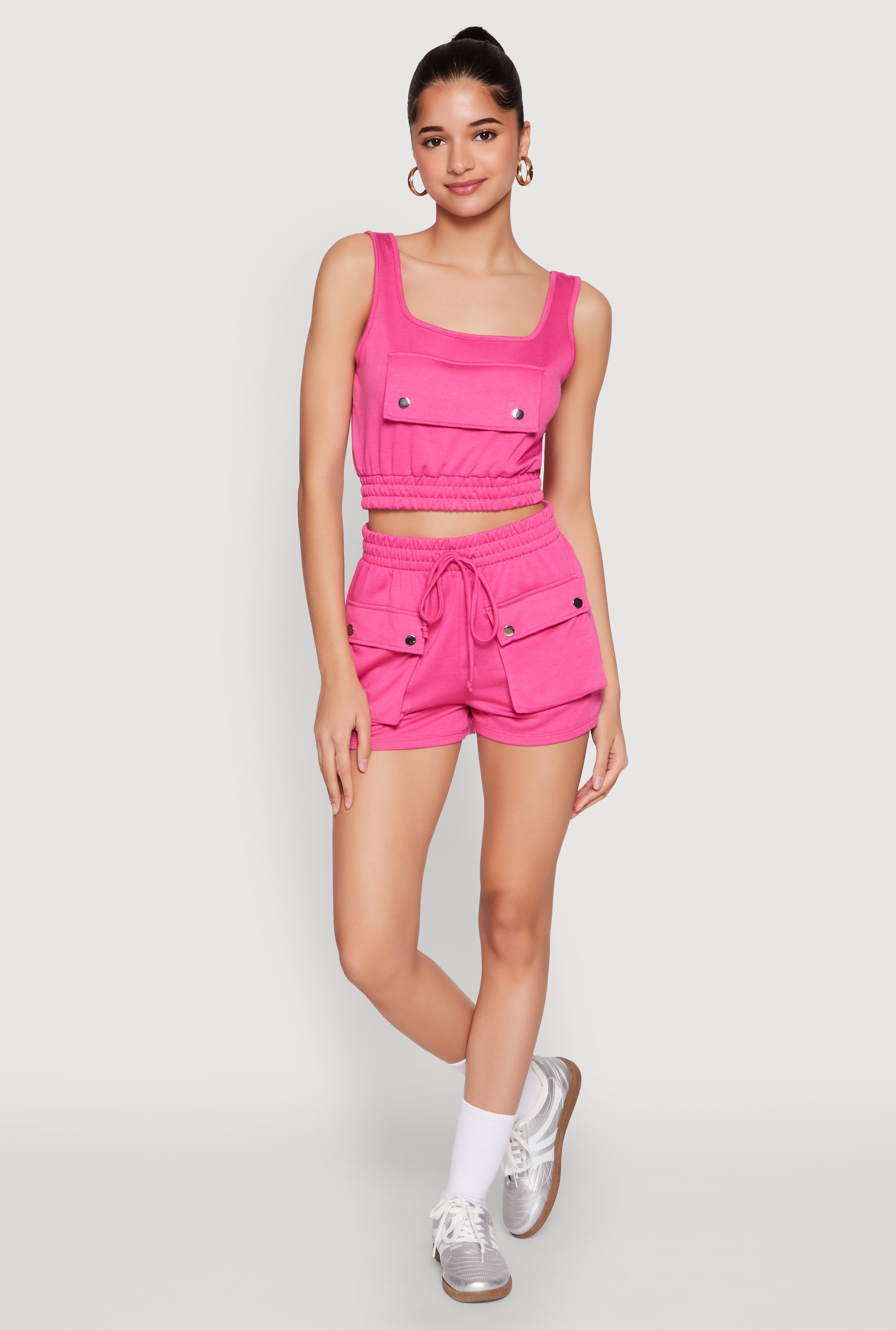 High Waist Cargo Pocket Sweatshorts