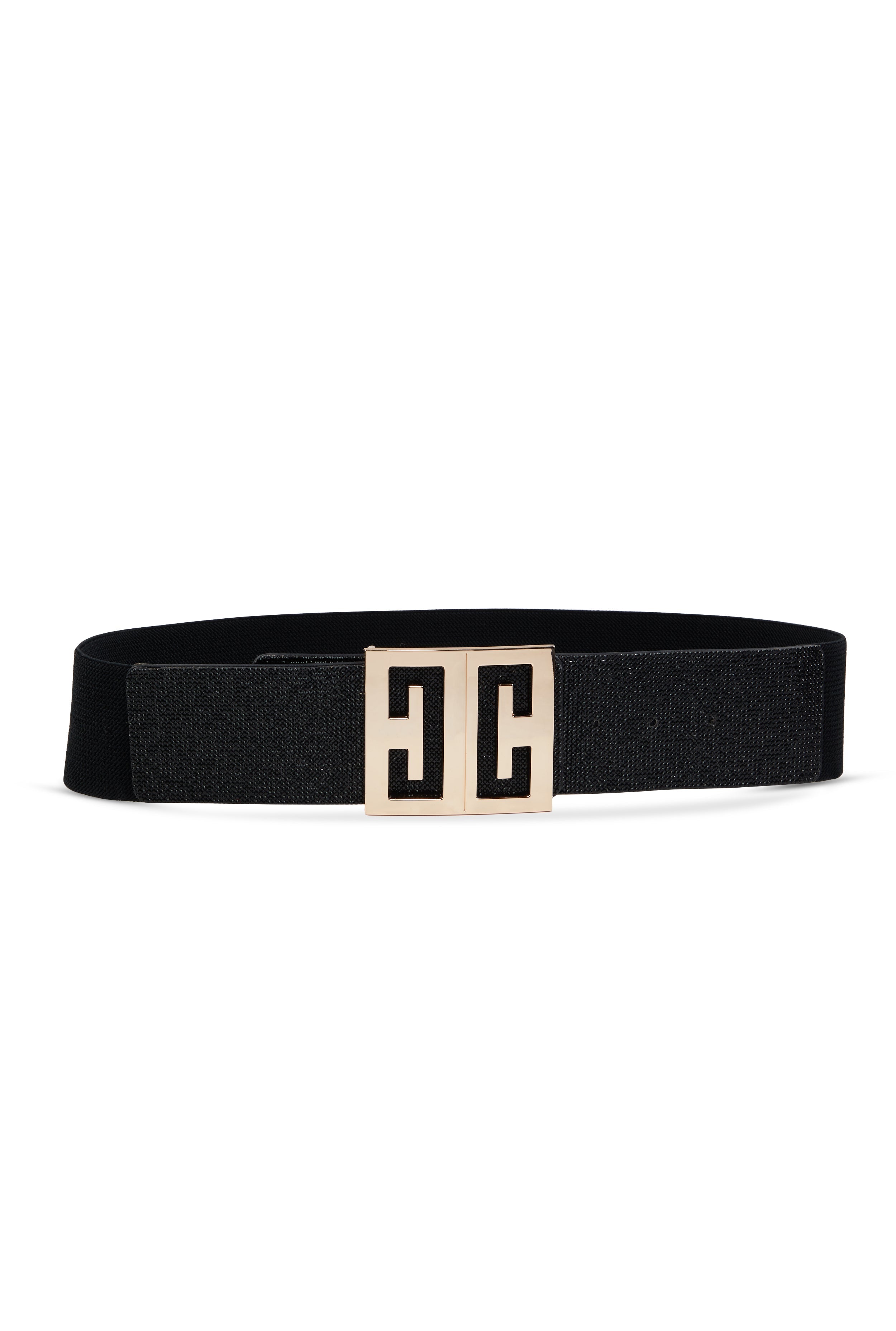 Plus Size Rhinestone Detail Geo Buckle Stretch Belt