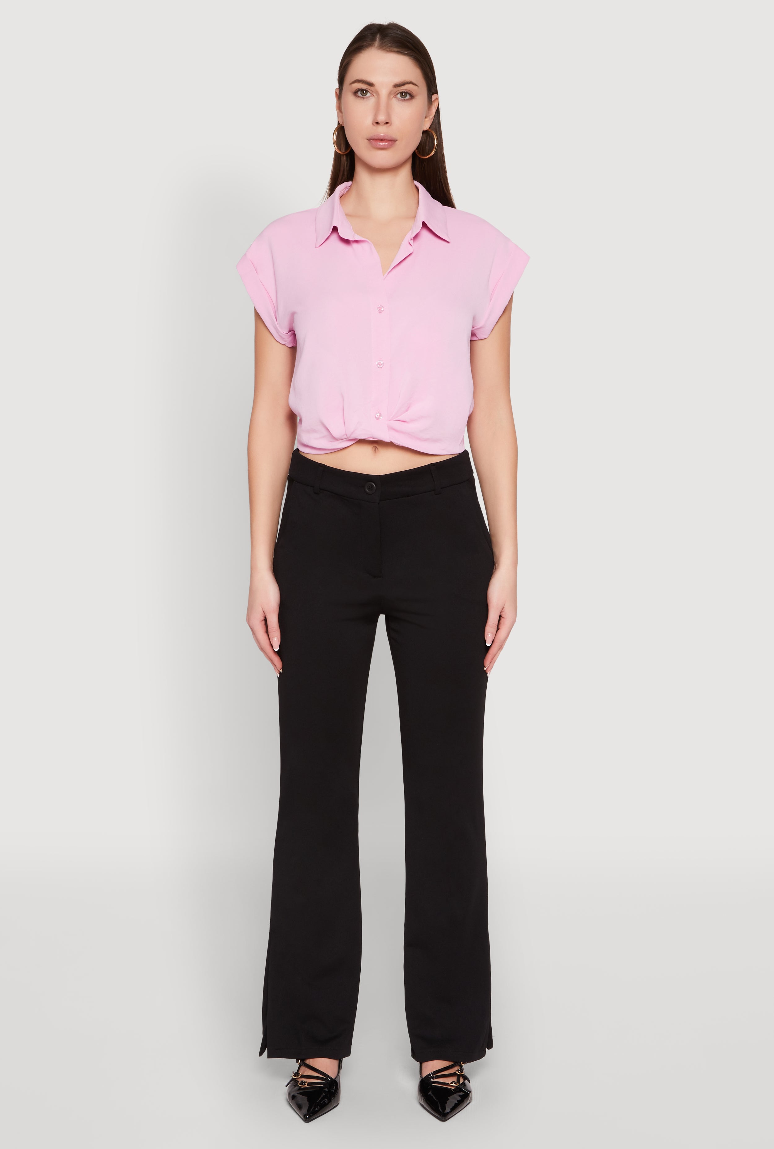 Iris Twist Hem Cropped Shirt