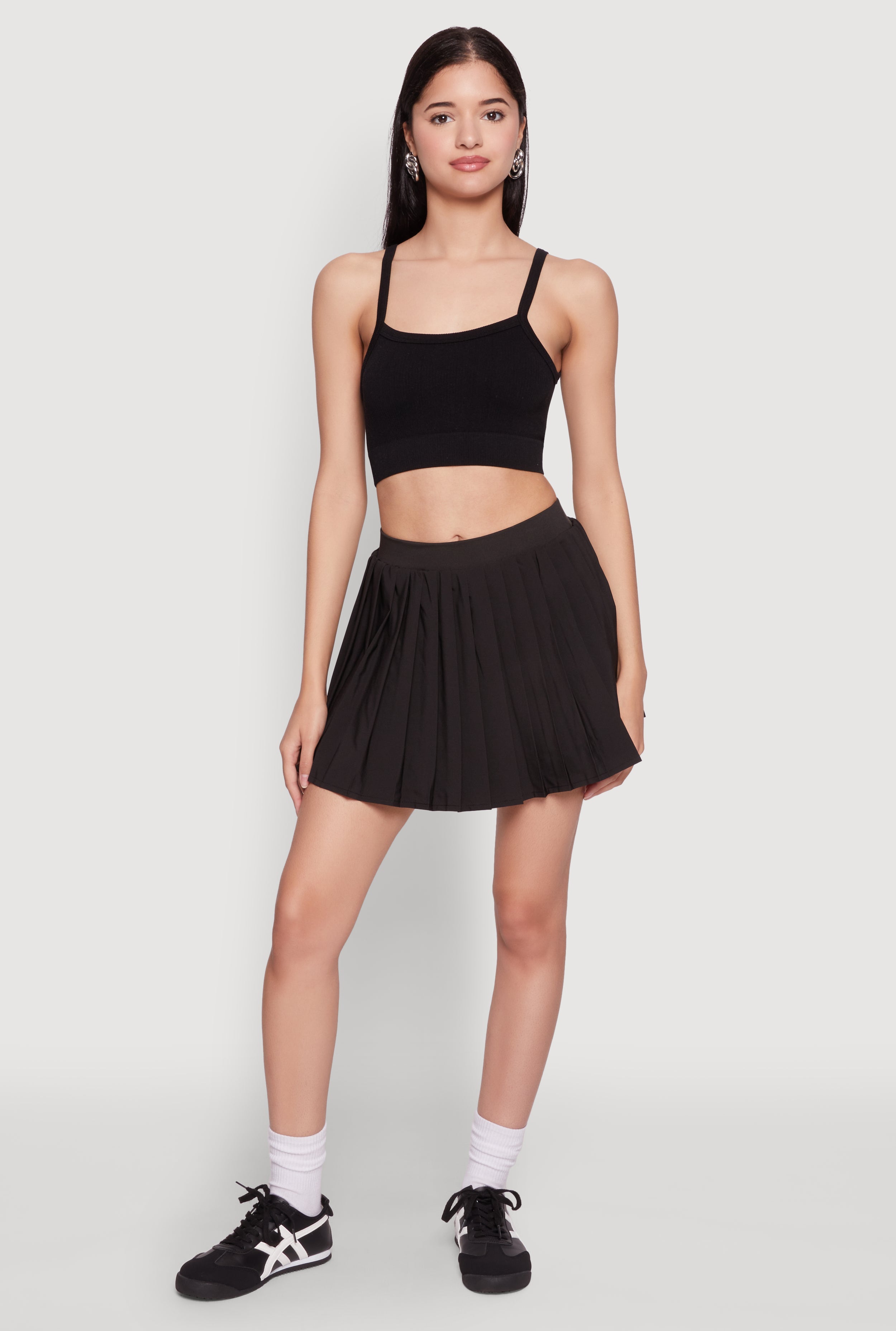 Cell Phone Pocket Pleated Mini Skort
