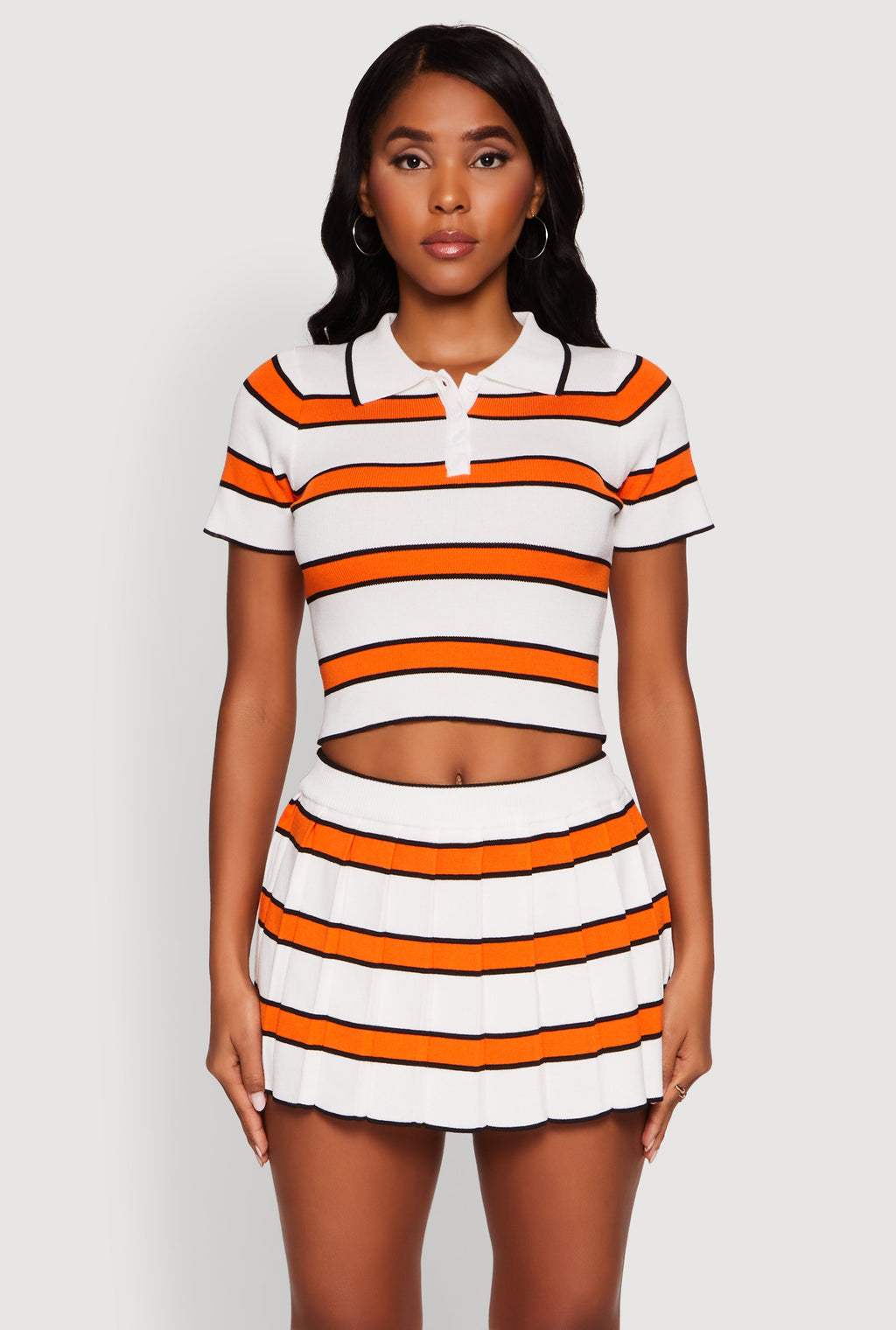 Daisy Classic Fit Striped Cropped Polo Shirt