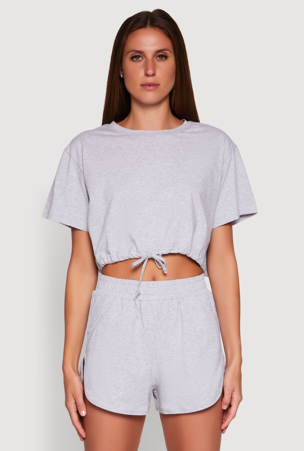 Daisy Short Sleeve Drawstring Hem Crop Top
