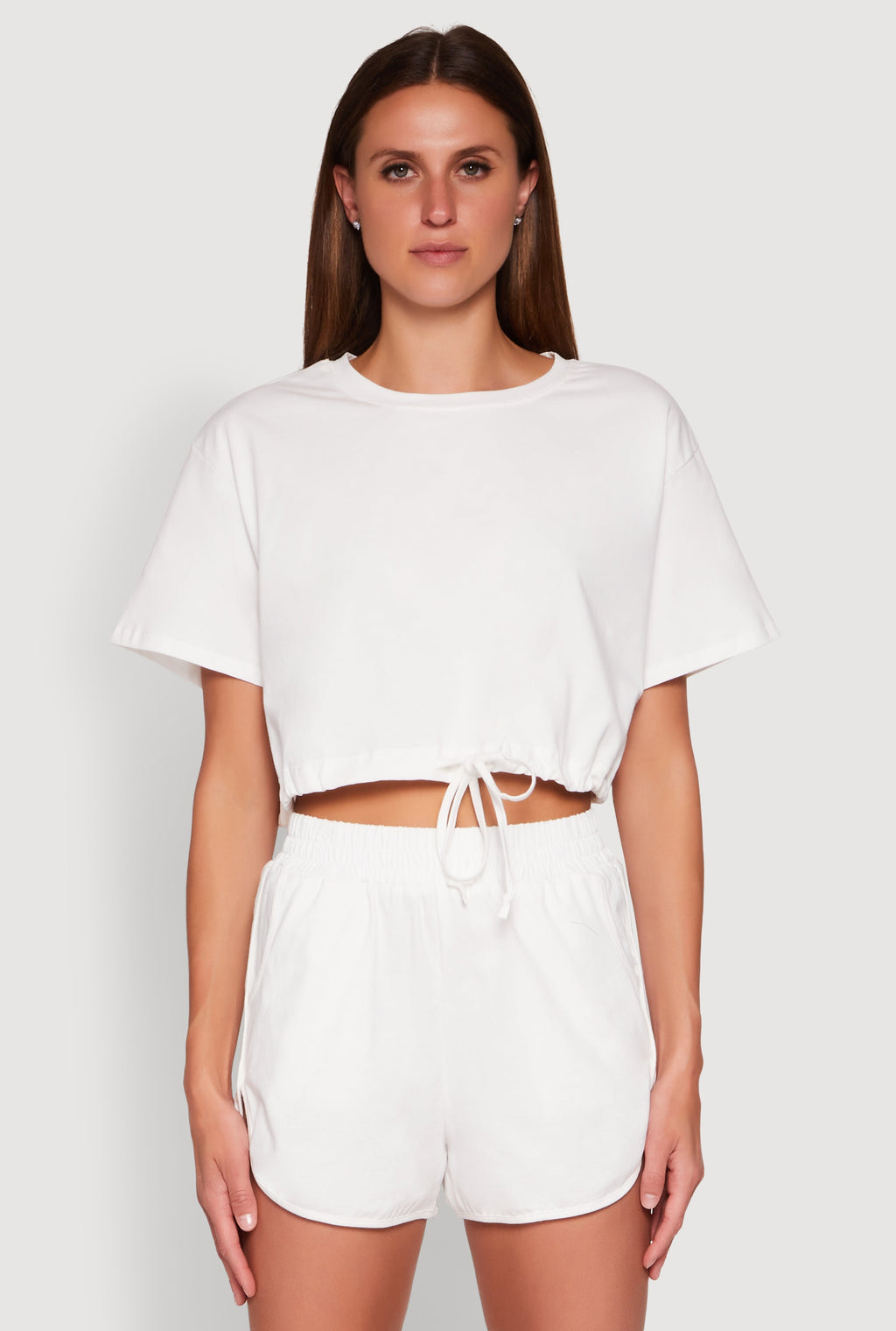 Daisy Short Sleeve Drawstring Hem Crop Top