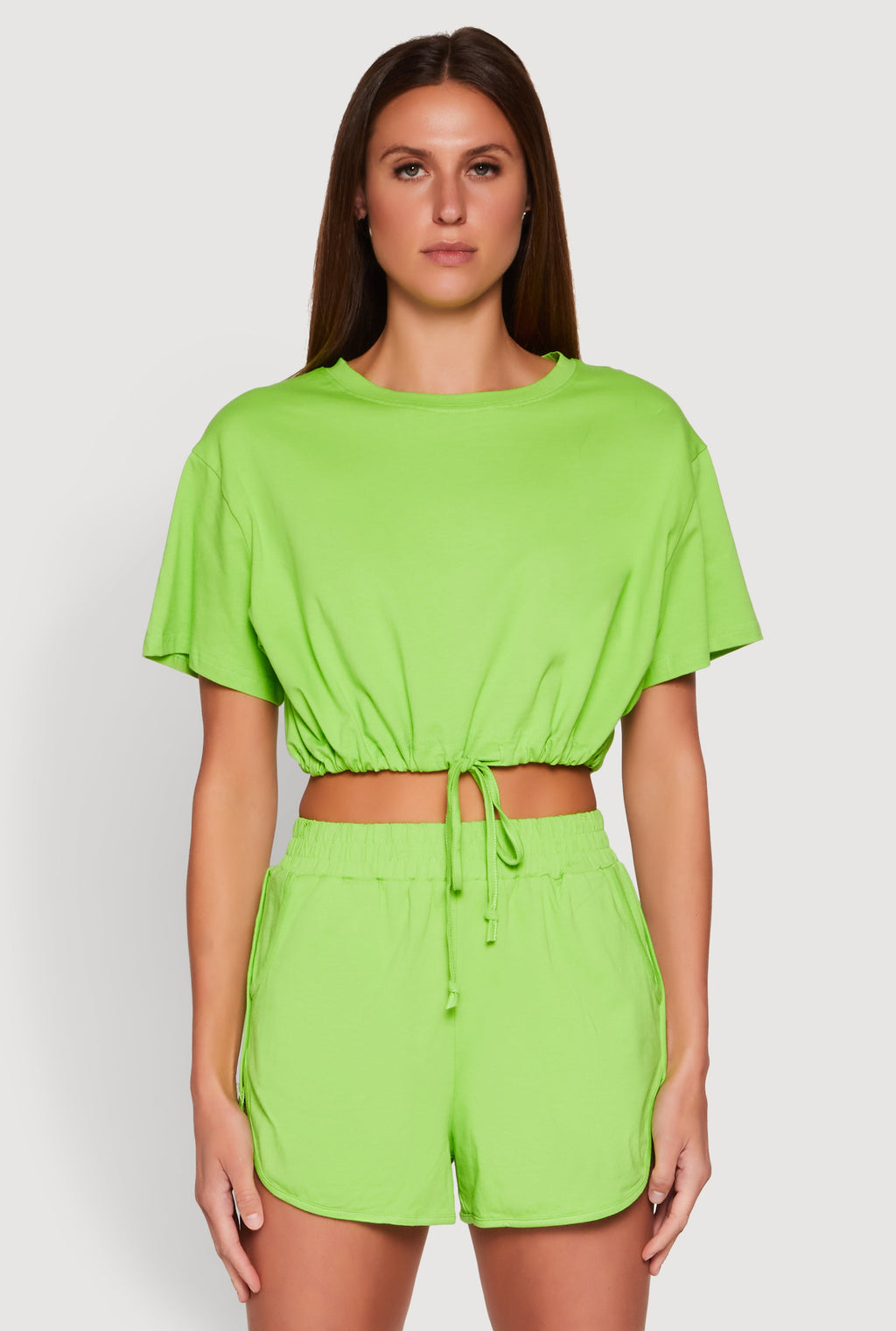 Daisy Short Sleeve Drawstring Hem Crop Top