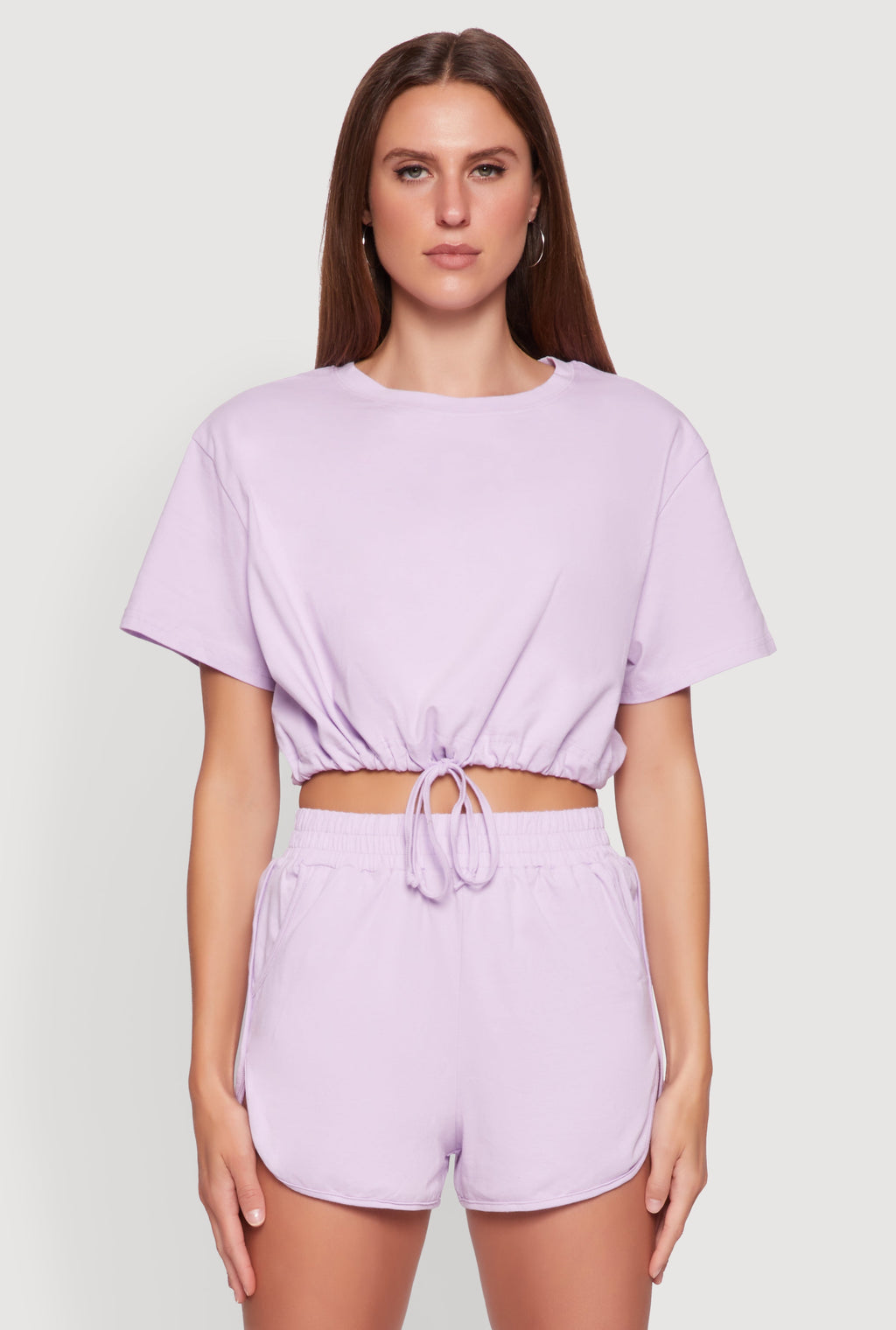Daisy Short Sleeve Drawstring Hem Crop Top