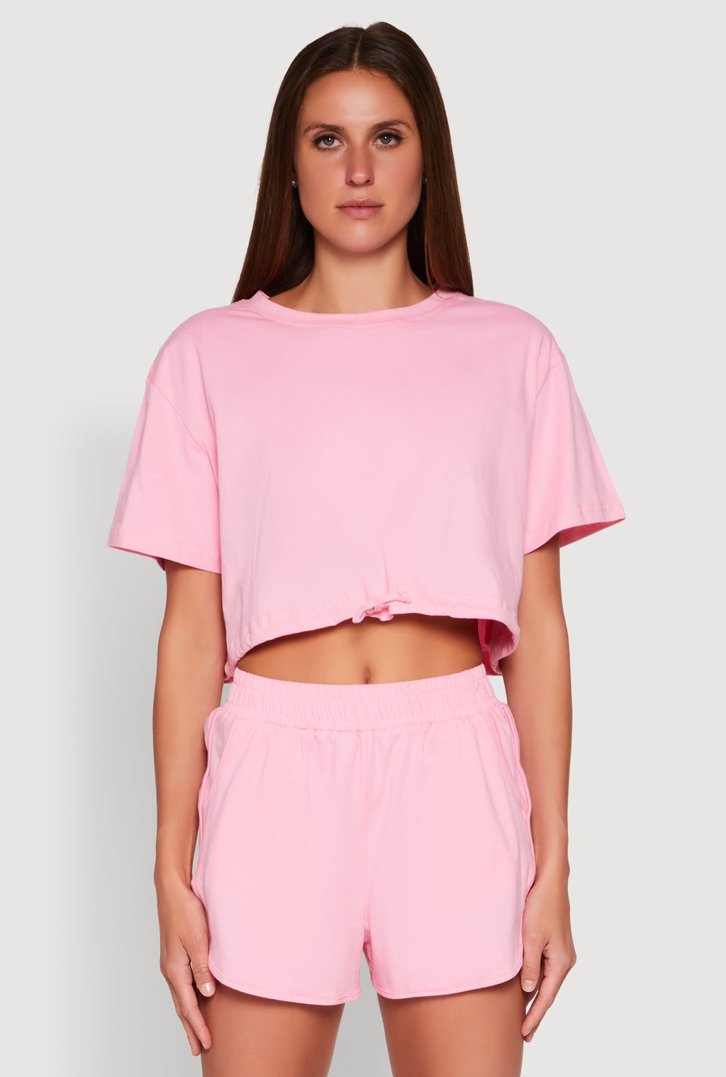 Daisy Short Sleeve Drawstring Hem Crop Top