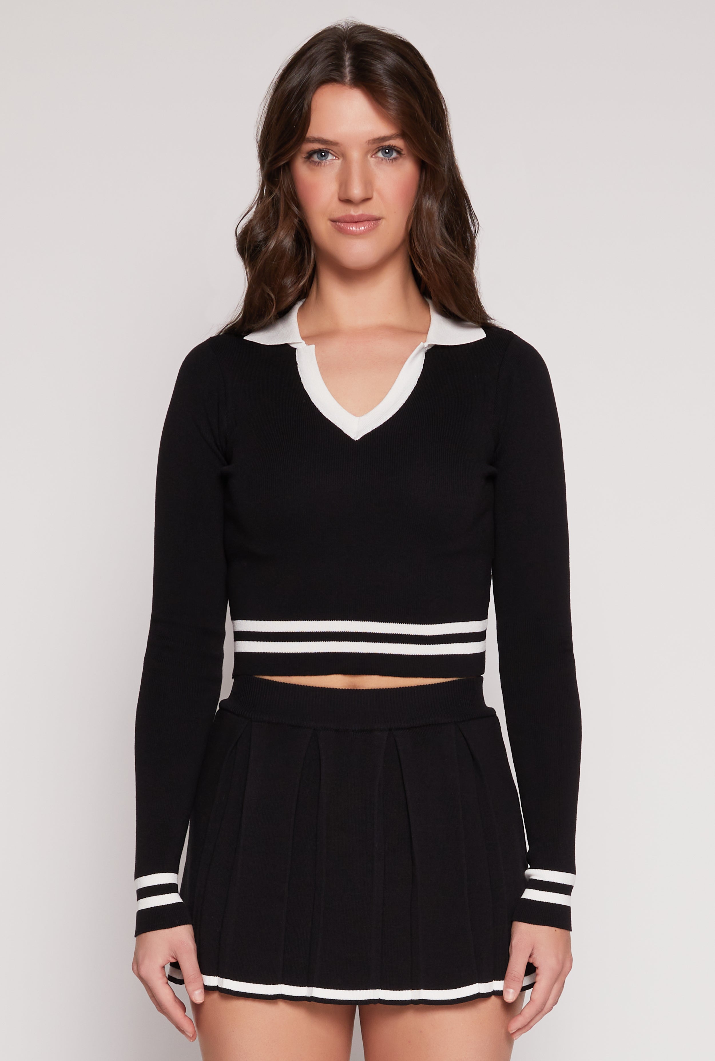 Daisy Varsity Stripe Detail Crop Top