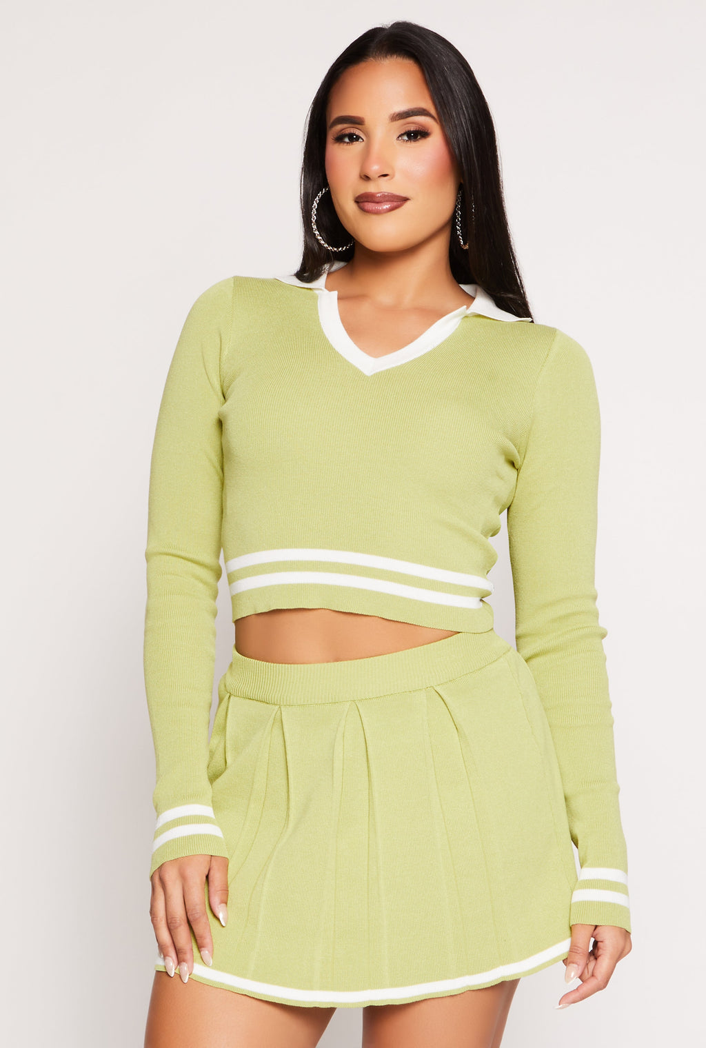 Daisy Varsity Stripe Detail Crop Top