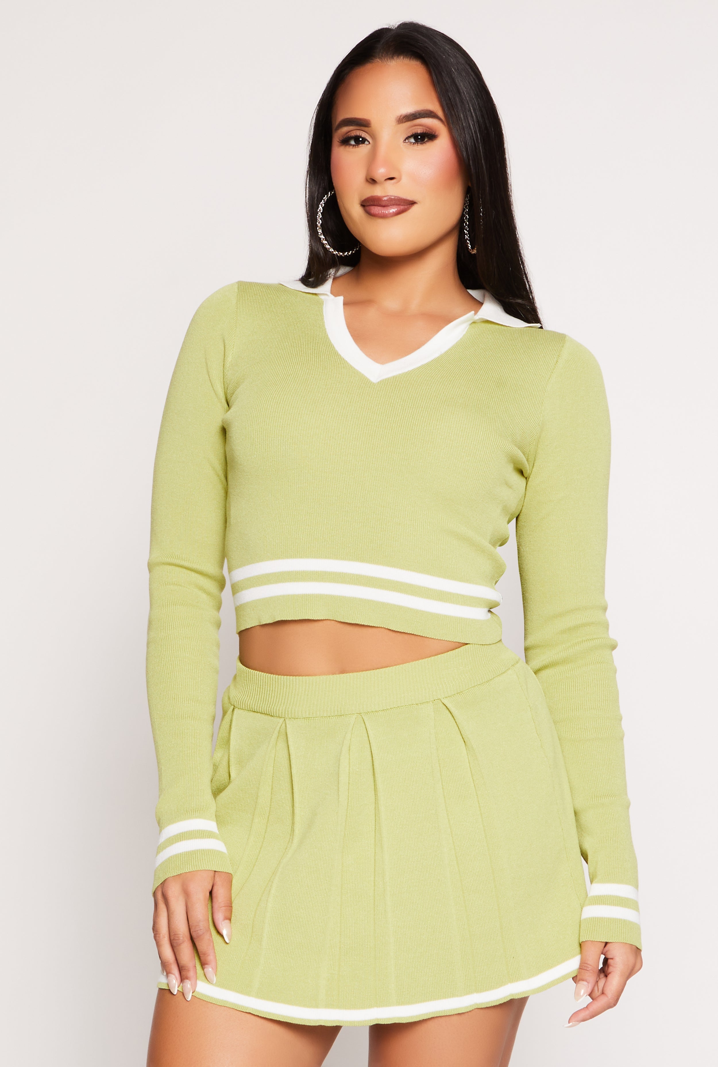 Daisy Varsity Stripe Detail Crop Top