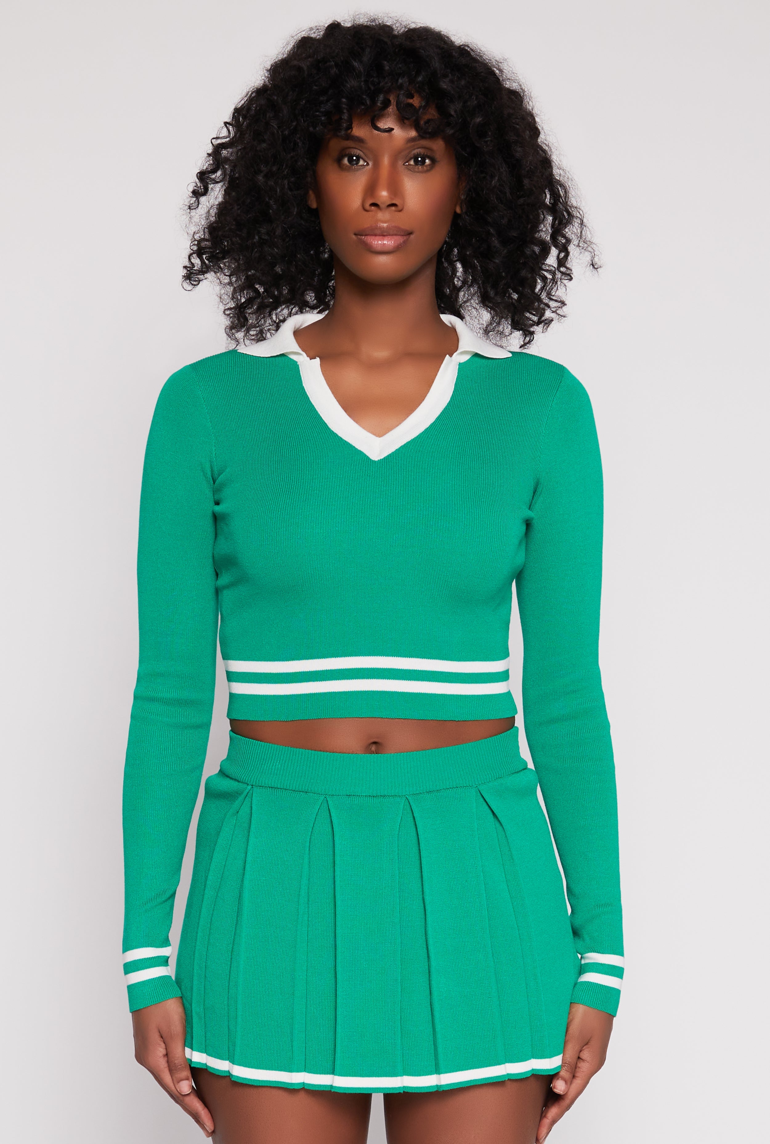 Daisy Varsity Stripe Detail Crop Top