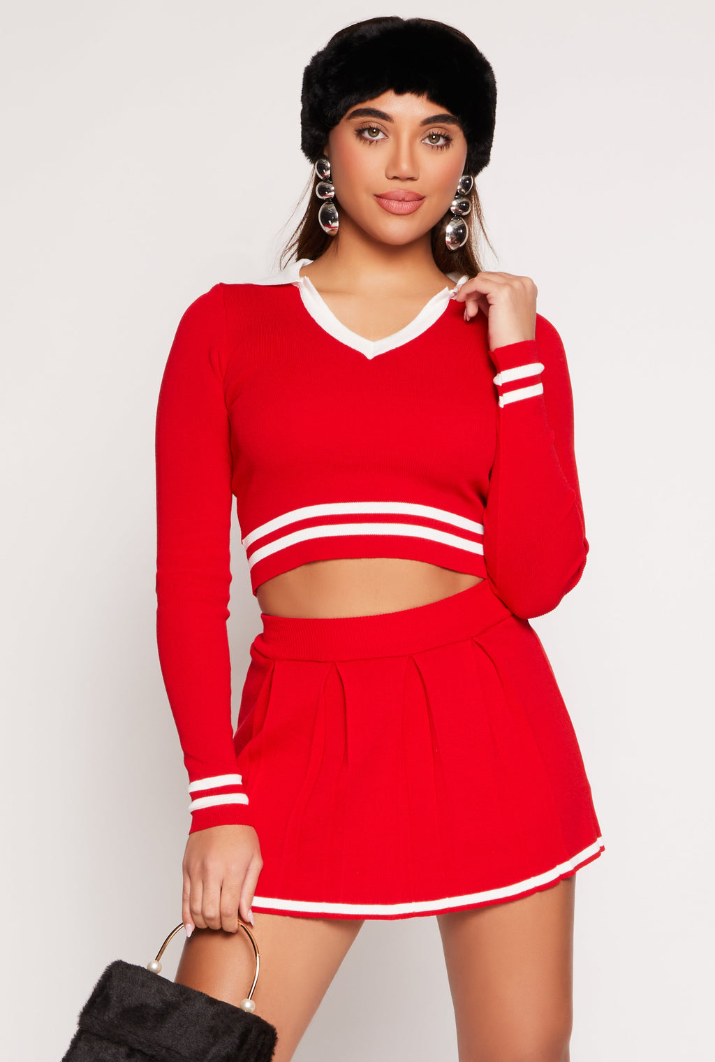 Daisy Varsity Stripe Detail Crop Top