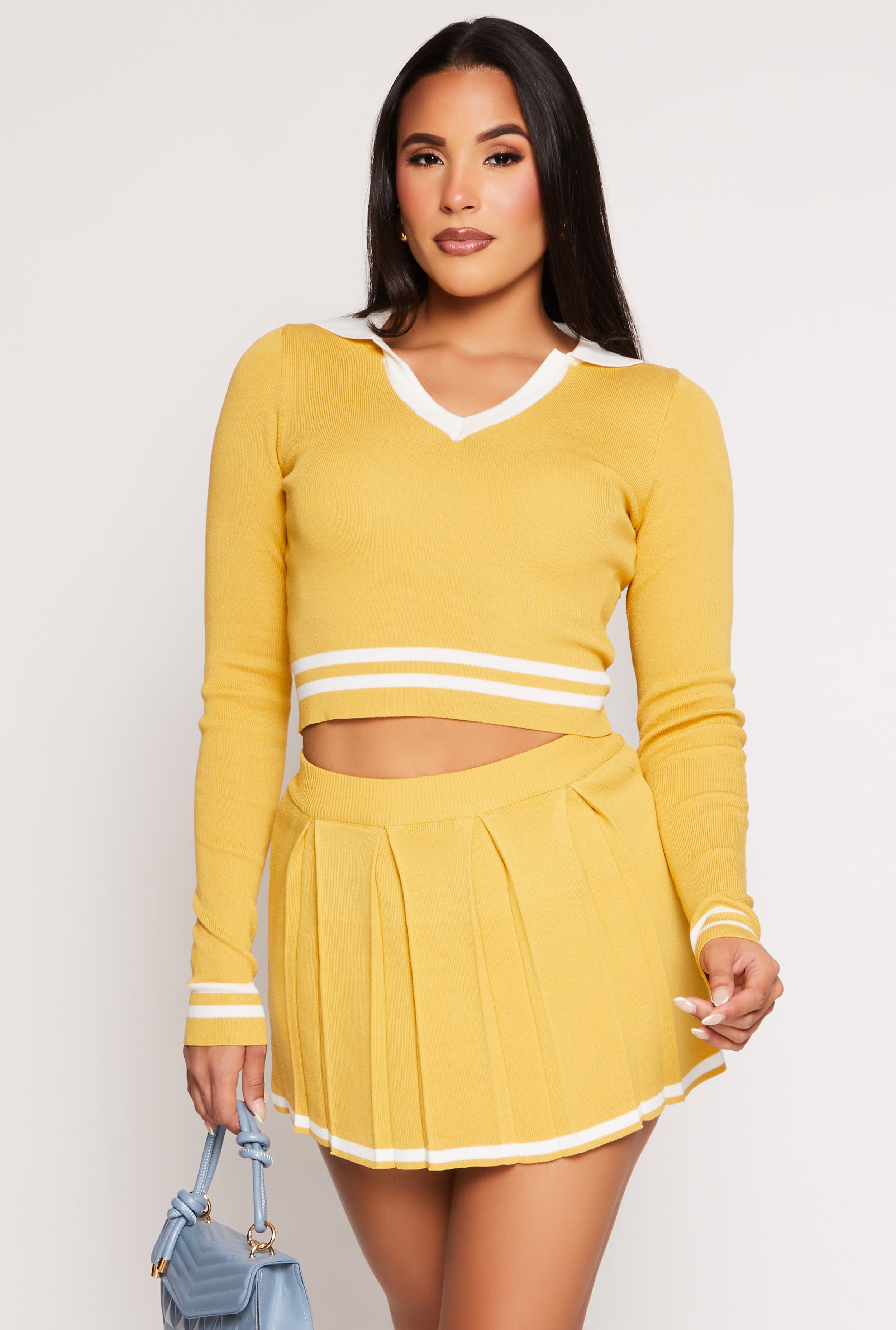 Daisy Varsity Stripe Detail Crop Top