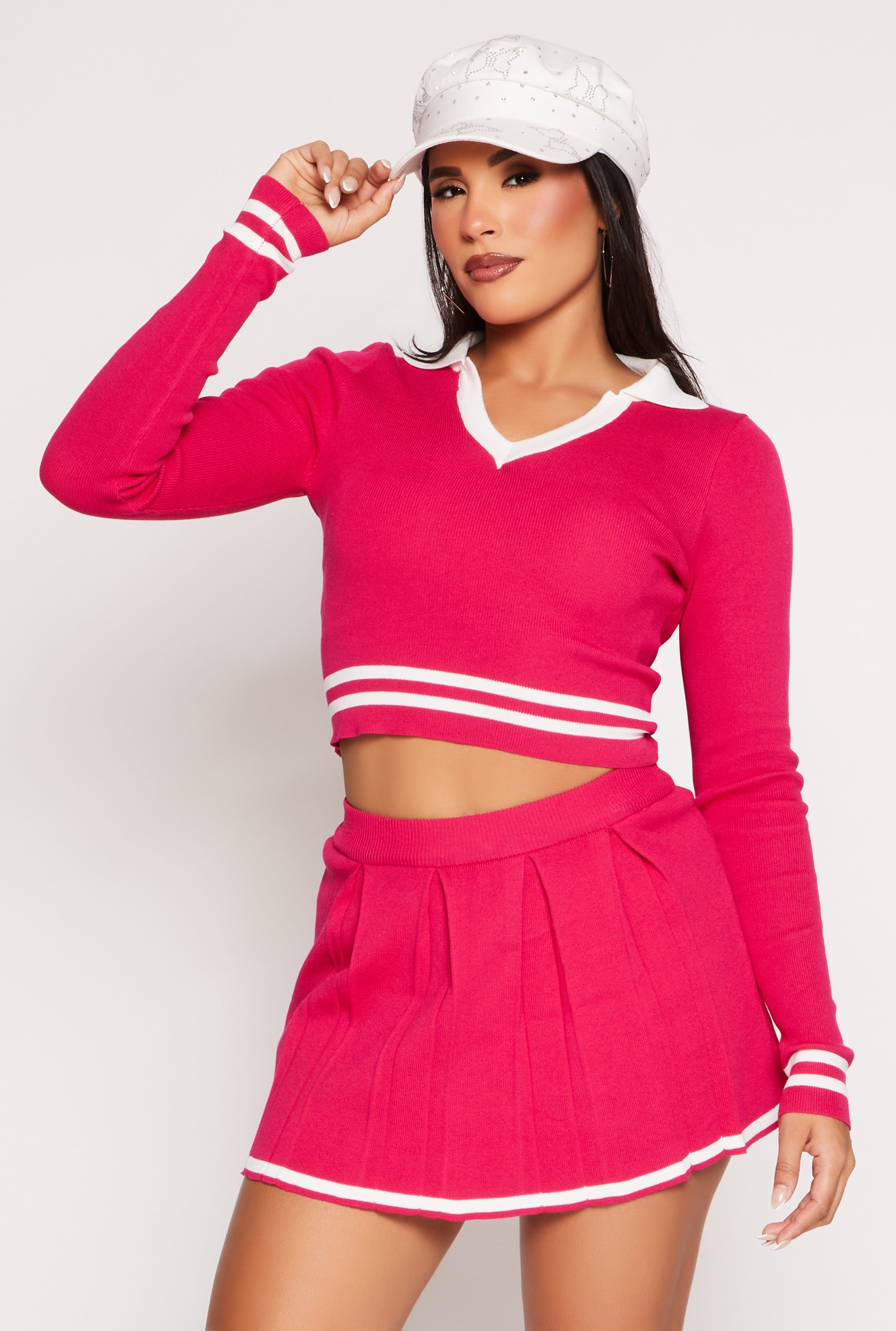 Daisy Varsity Stripe Detail Crop Top