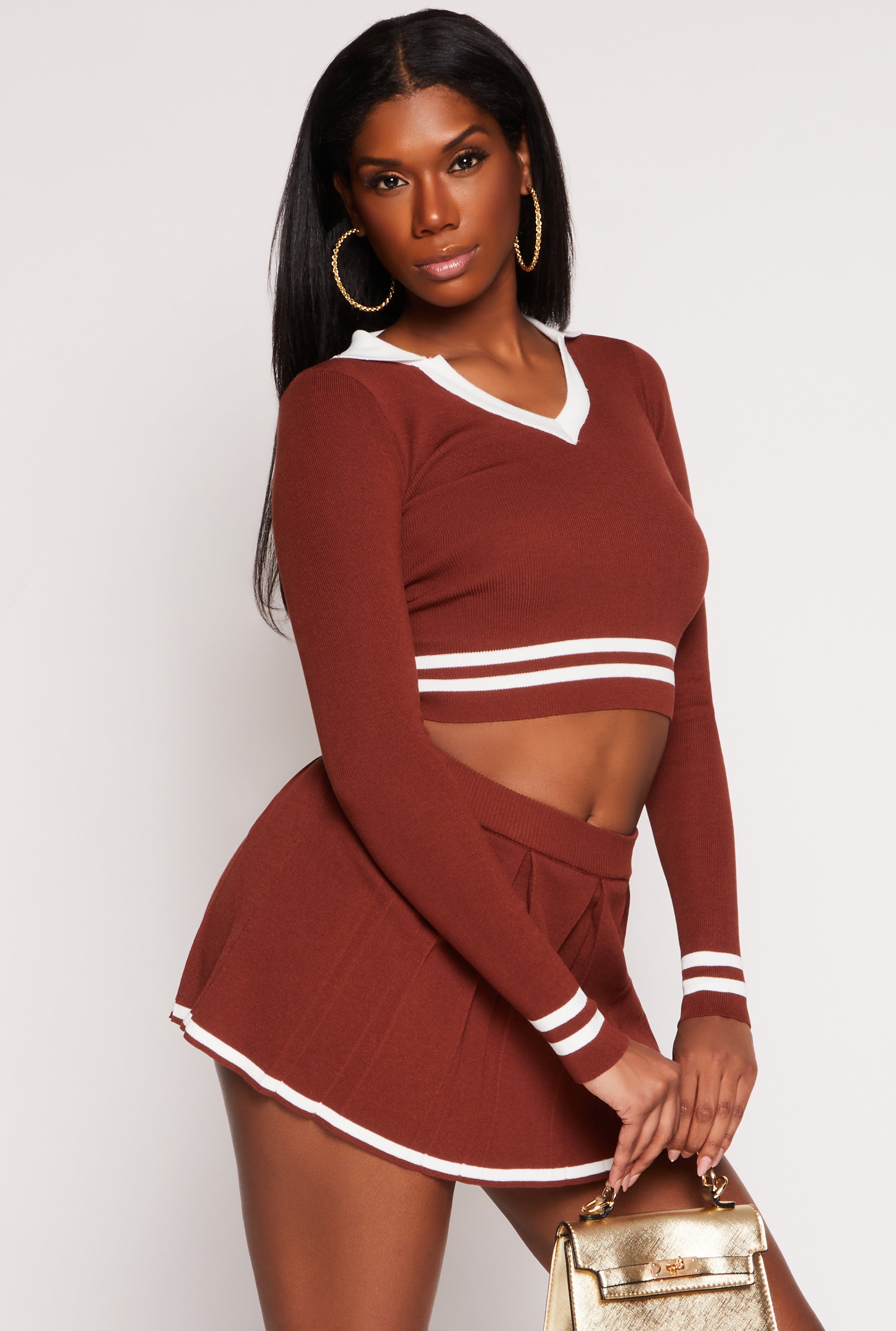 Daisy Varsity Stripe Detail Crop Top