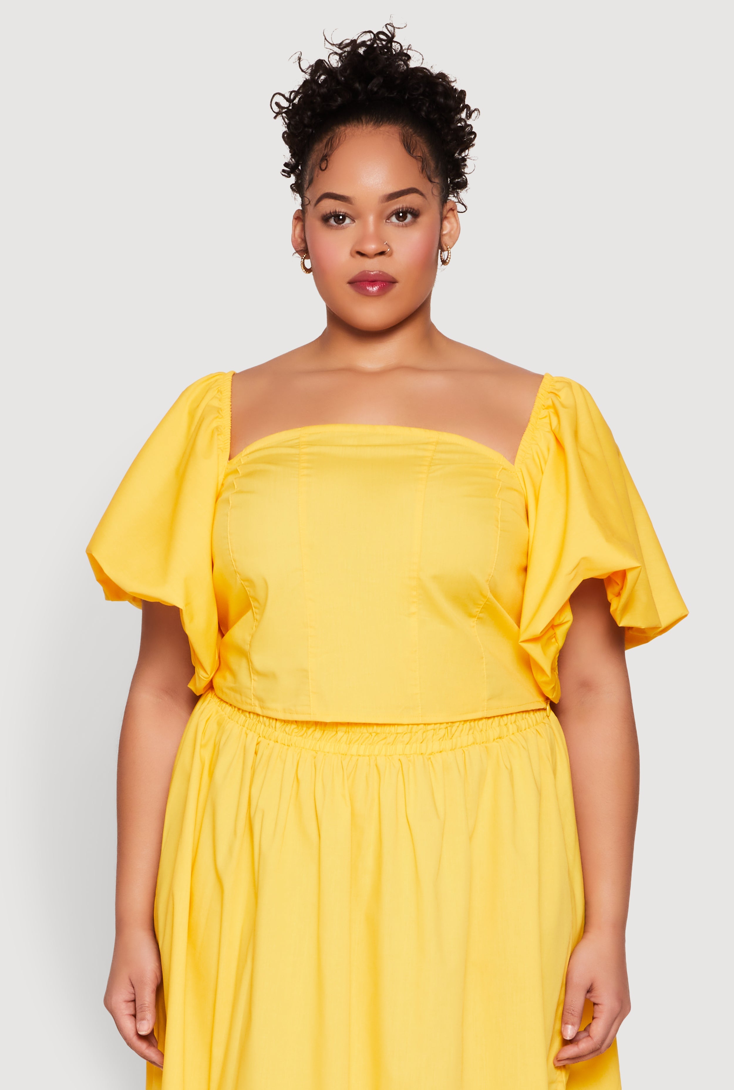 Plus Size Smocked Back Poplin Crop Top