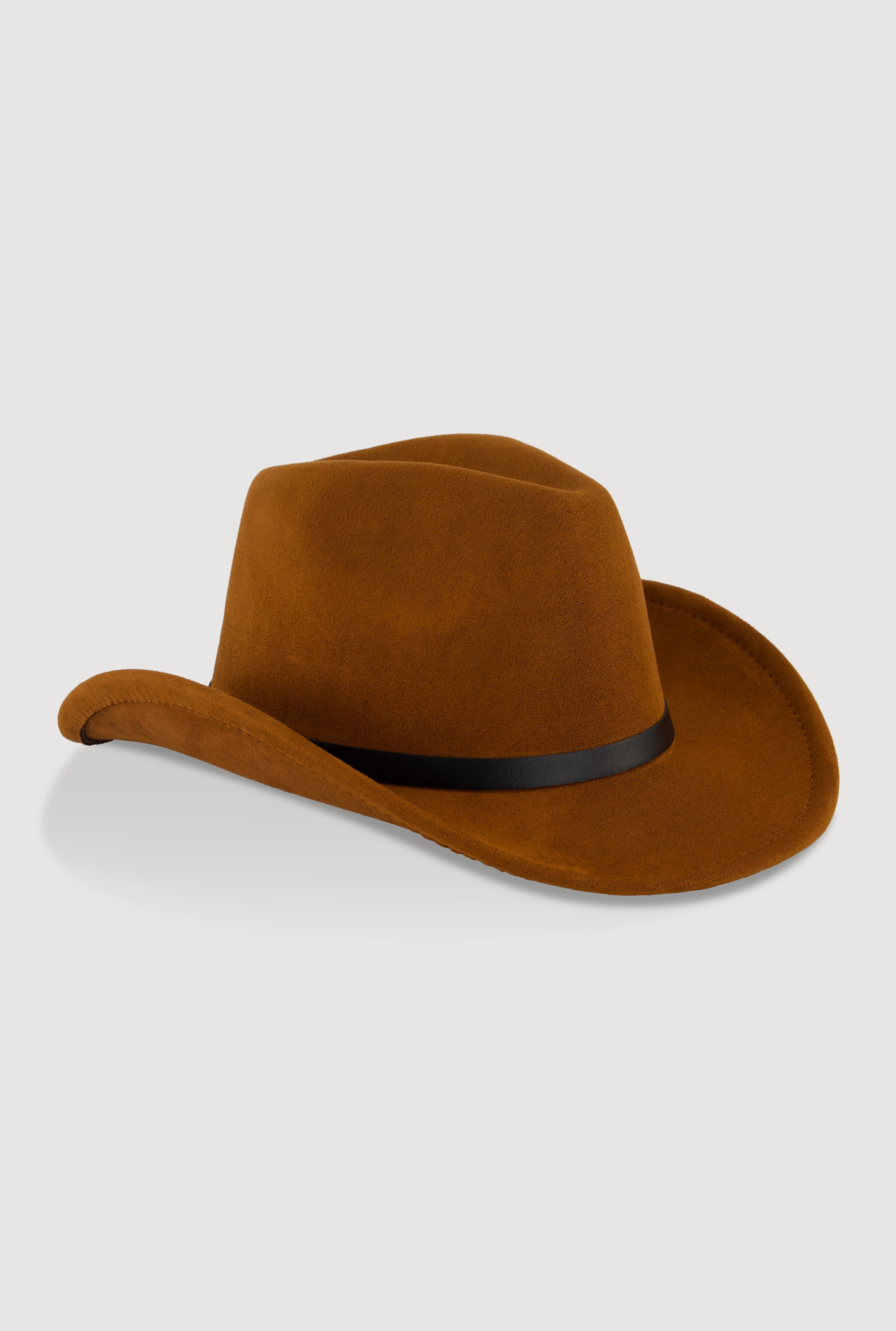 Metallic Detail Hatband Faux Suede Cowboy Hat