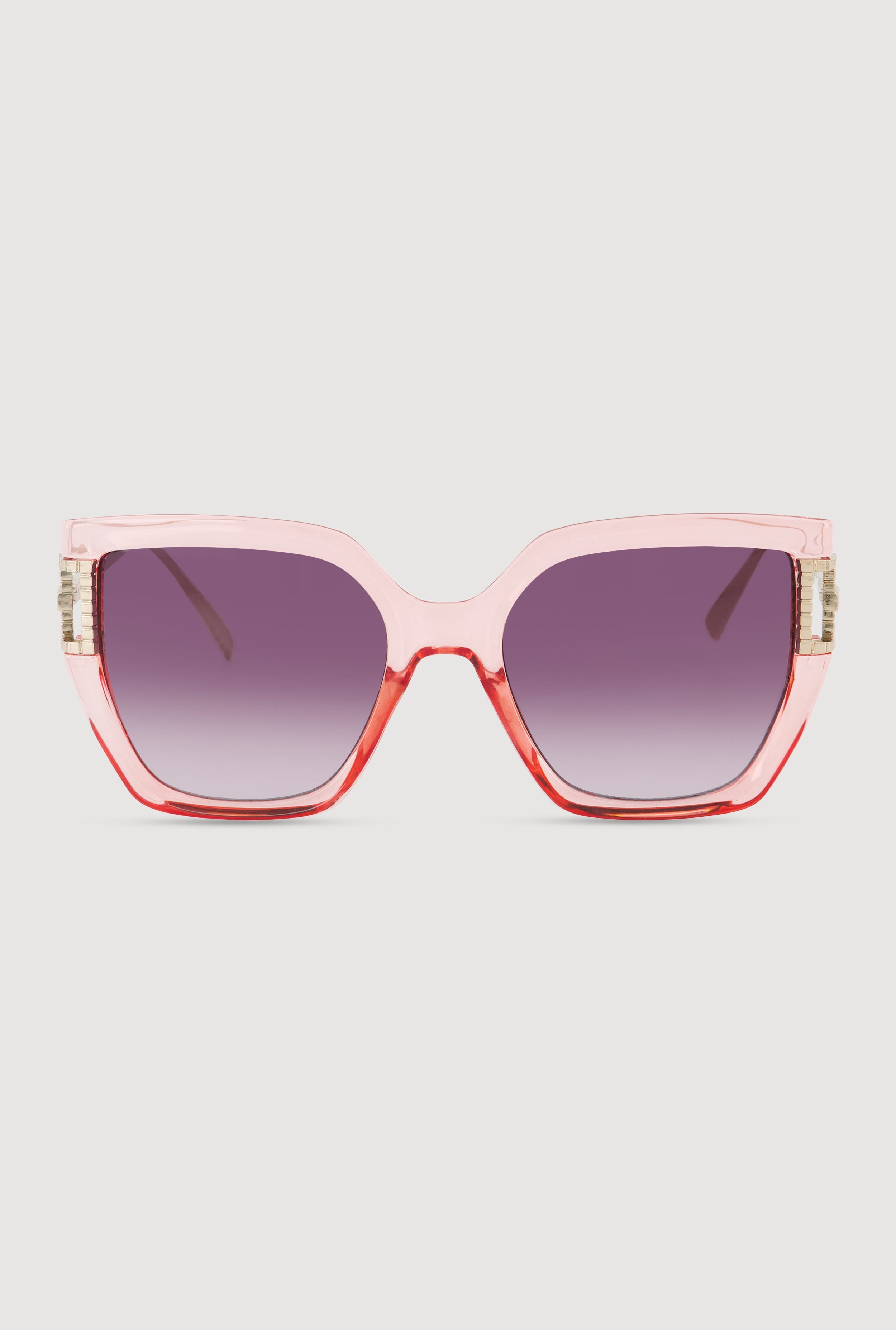 Metallic Detail Oversized Sunglasses with Gradient Lenses