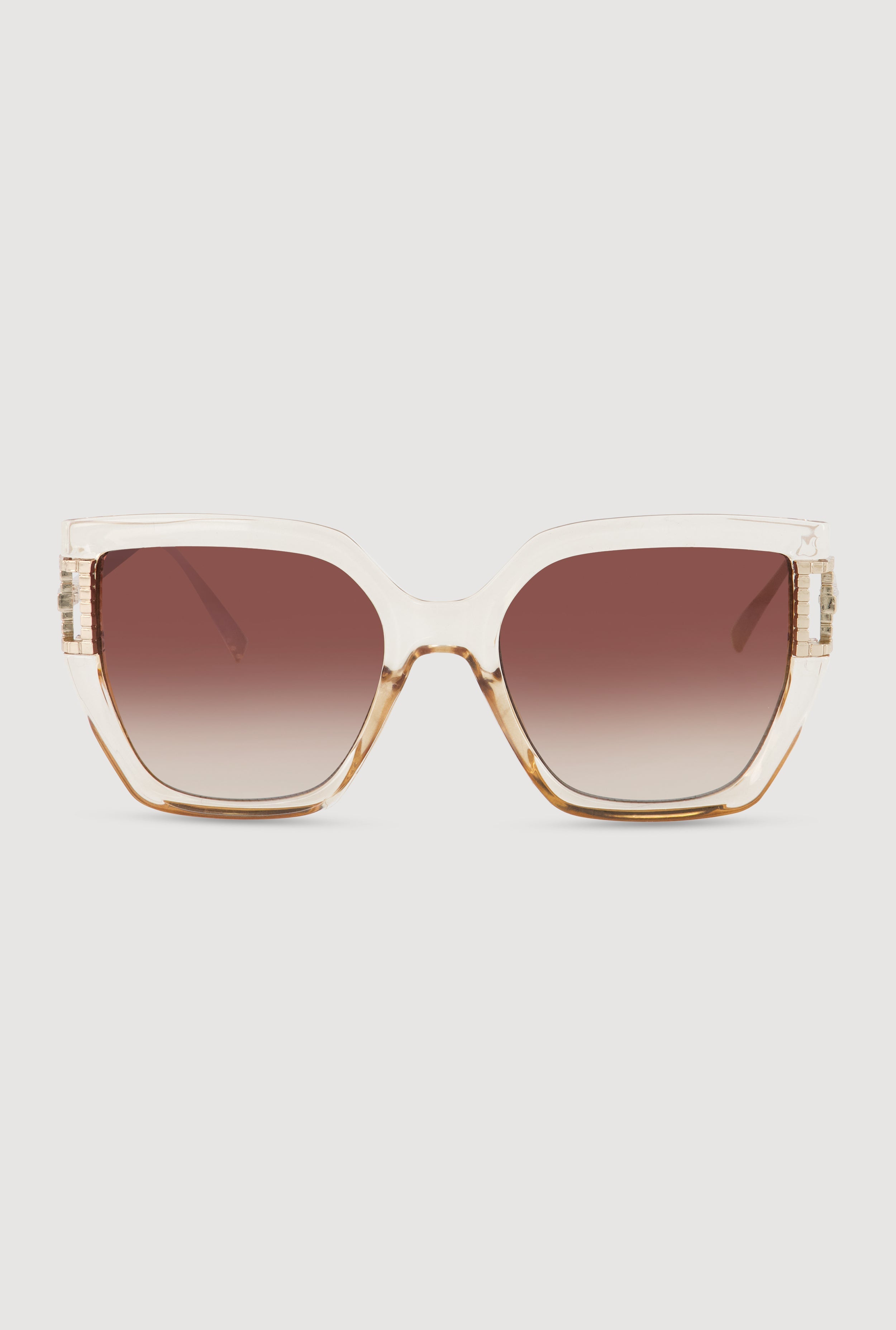 Metallic Detail Oversized Sunglasses with Gradient Lenses