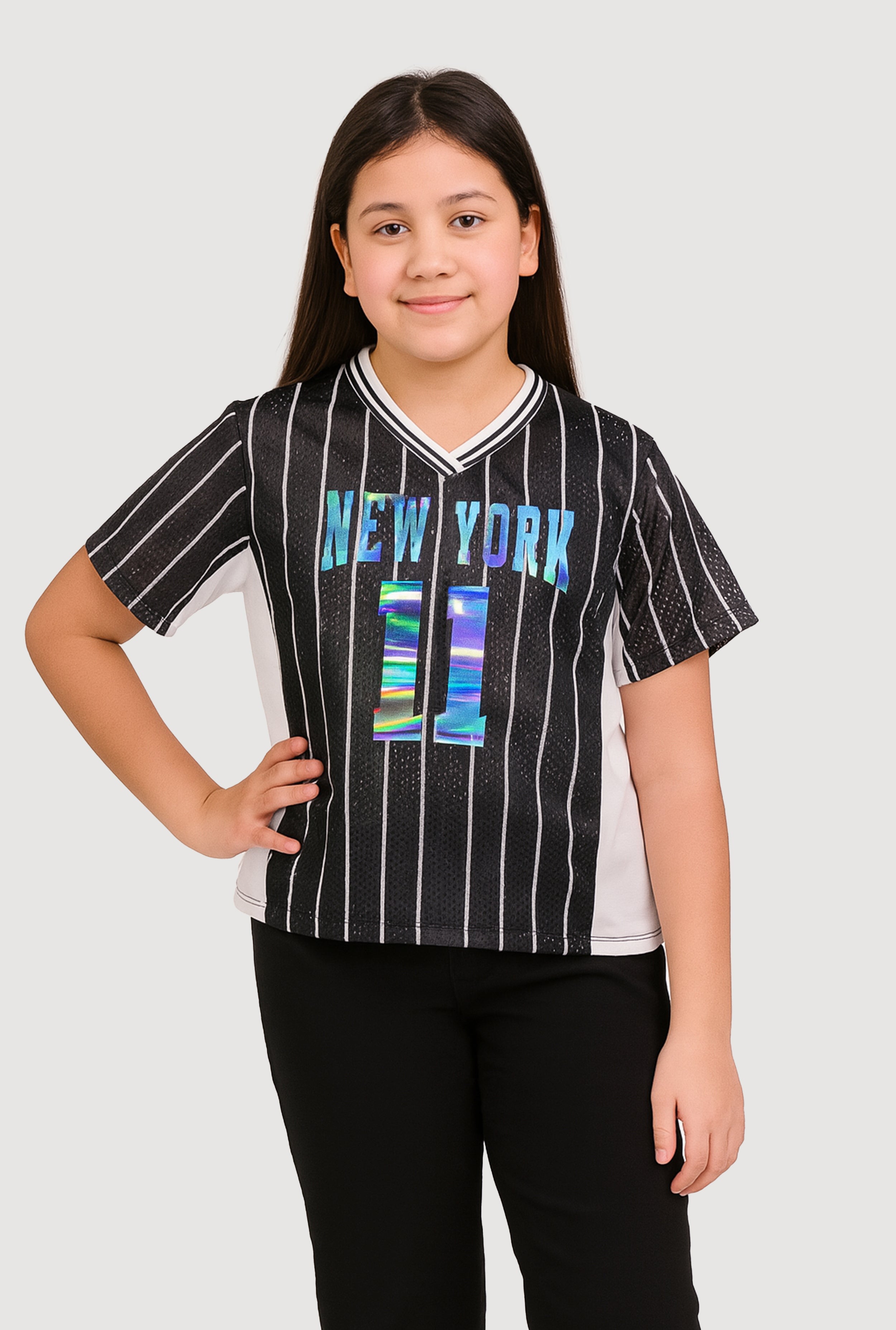Girls City Graphic Pinstripe Football Jersey