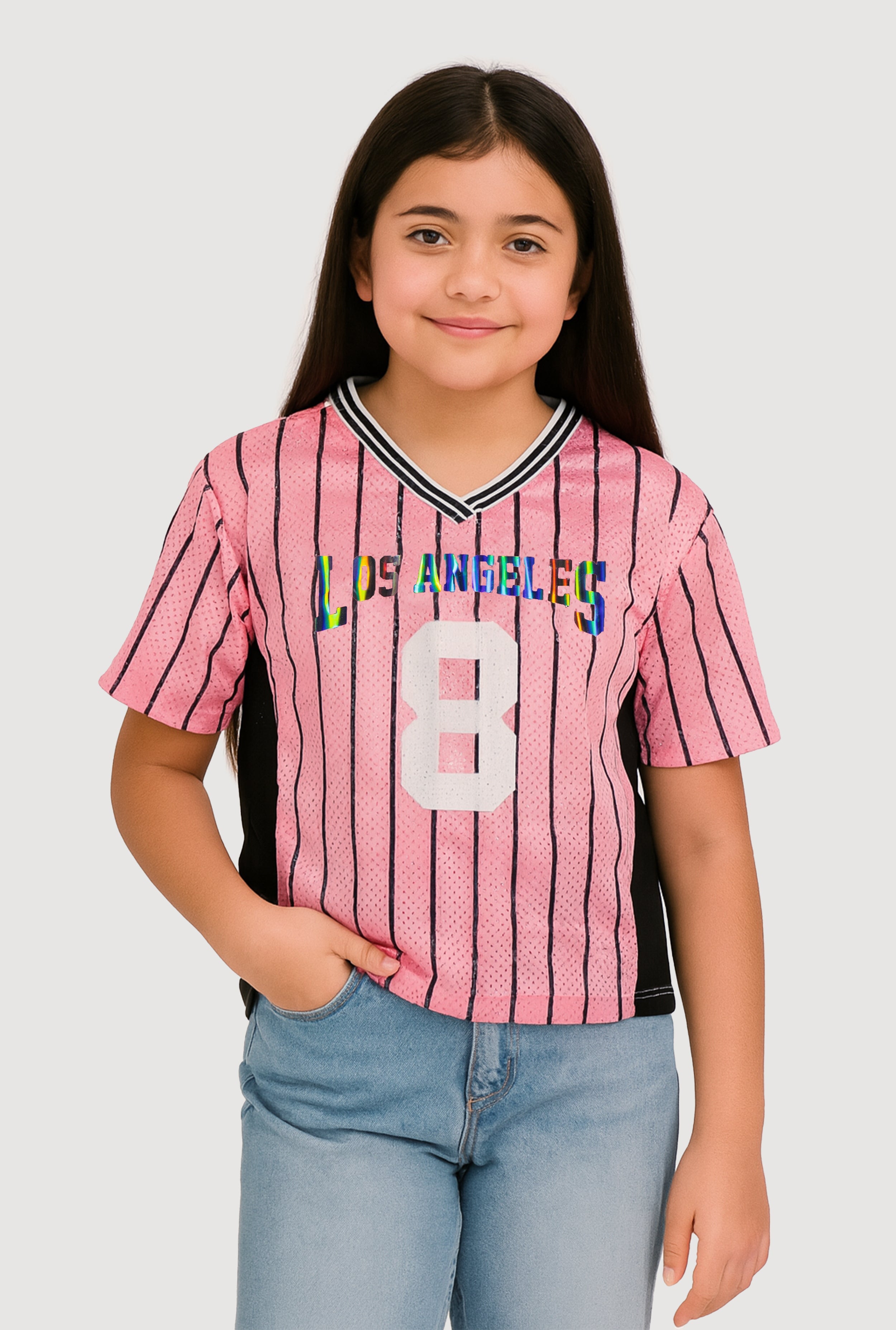 Girls City Graphic Pinstripe Football Jersey