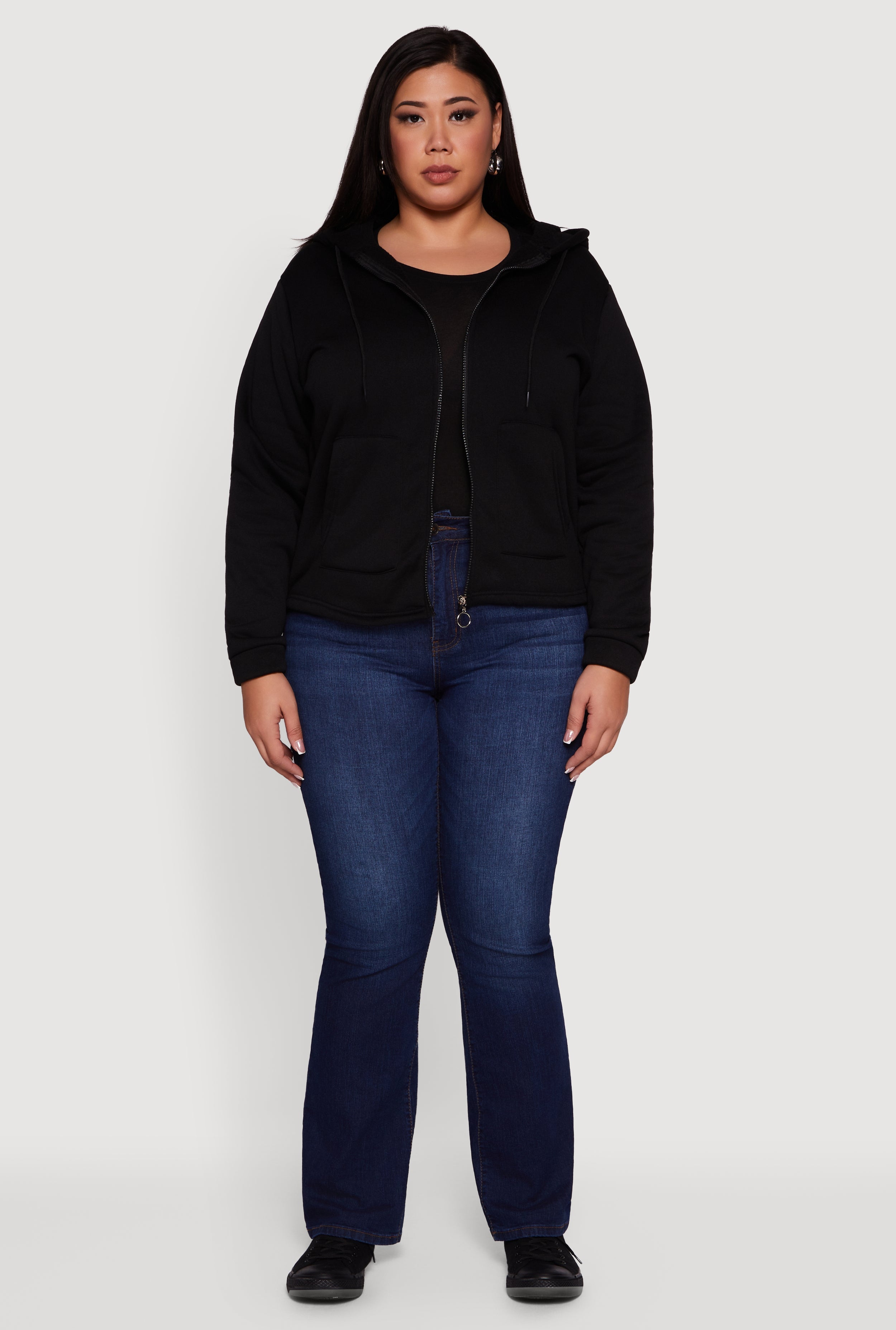 Plus Size Sherpa Lined Zip Up Hoodie