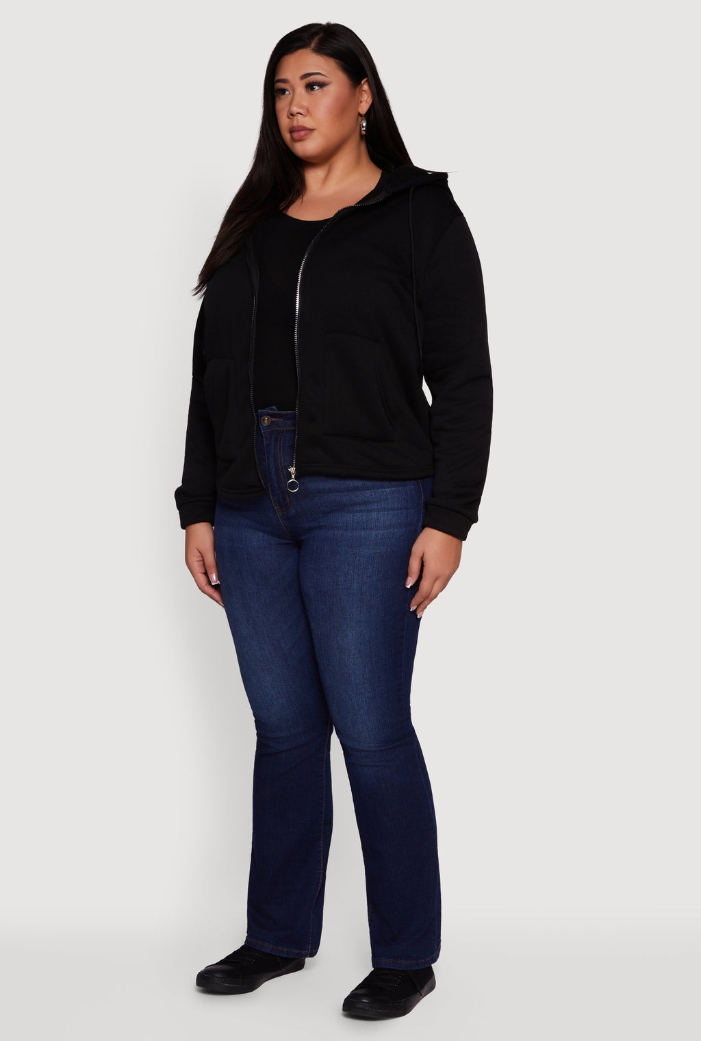 Plus Size Sherpa Lined Zip Up Hoodie