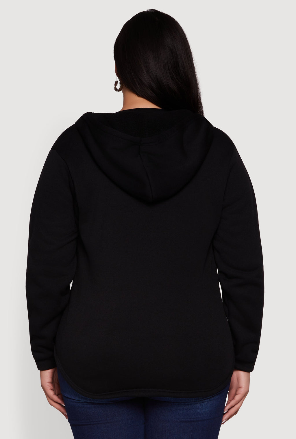 Plus Size Sherpa Lined Zip Up Hoodie