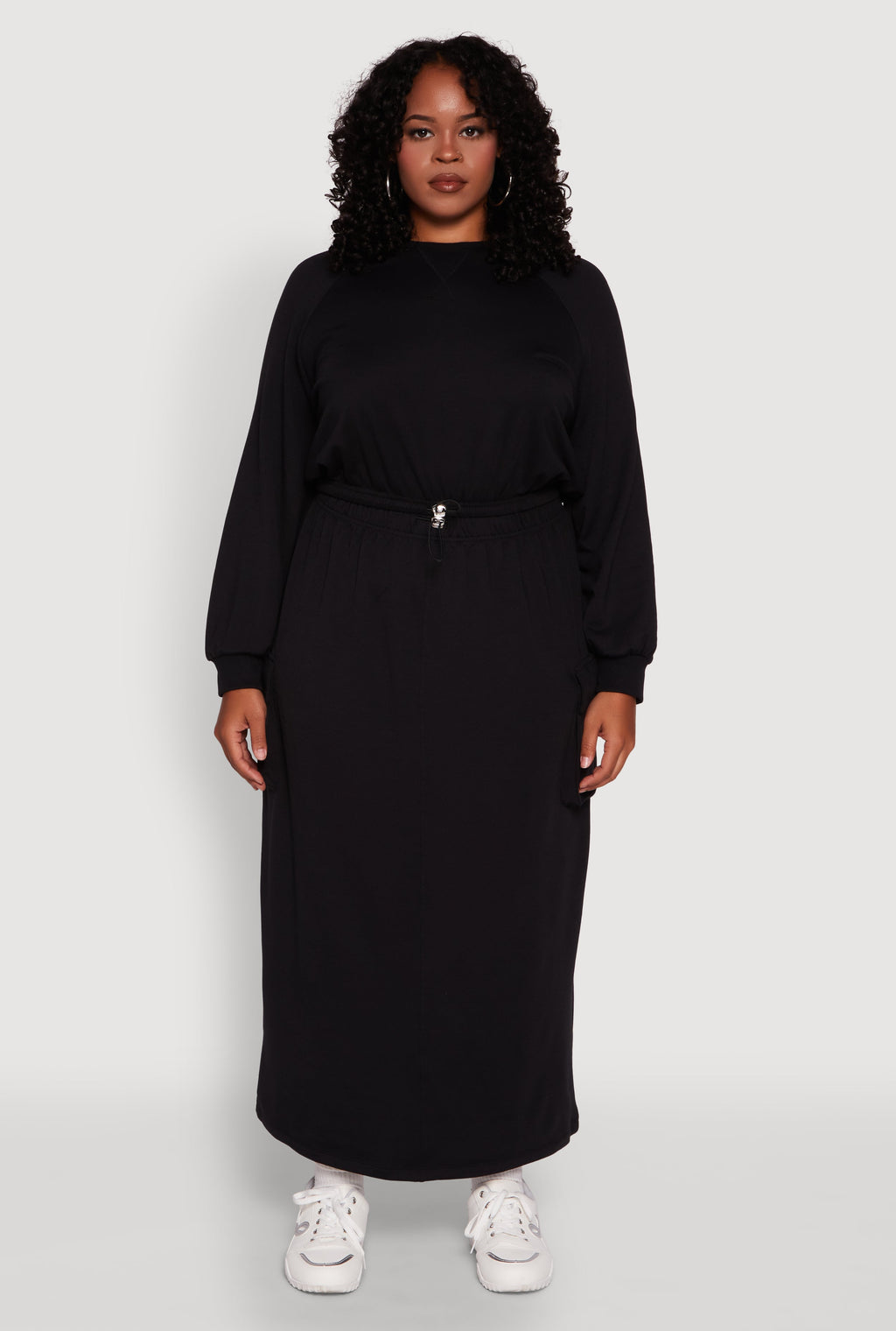 Plus Size High Waisted Toggle Drawstring Cargo Skirt