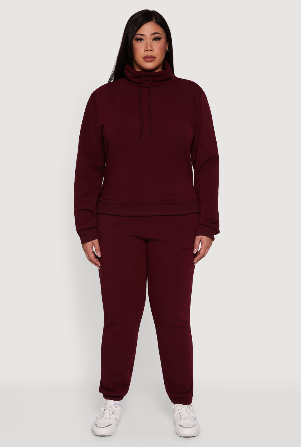 Plus Size Fleece Funnel Neck Pullover Sweatshirt