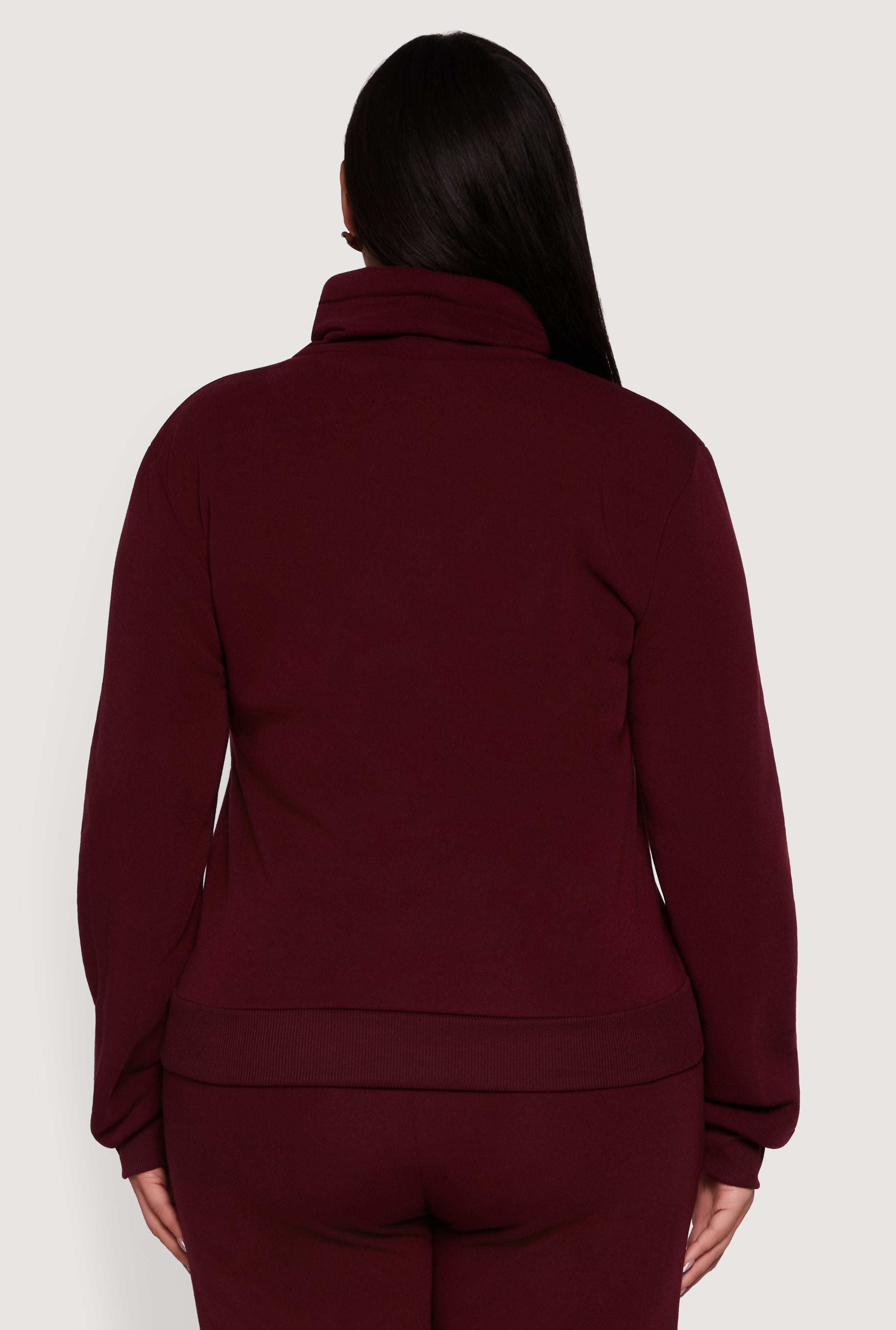 Plus Size Fleece Funnel Neck Pullover Sweatshirt