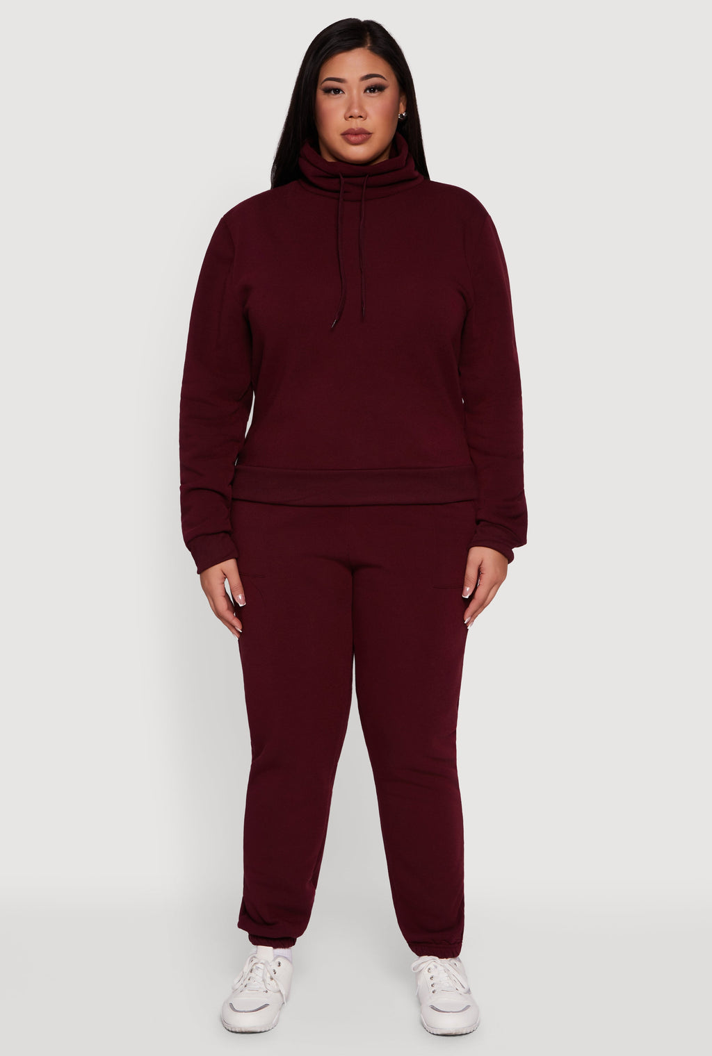Plus Size Mid Rise Fleece Lined Tapered Sweatpants