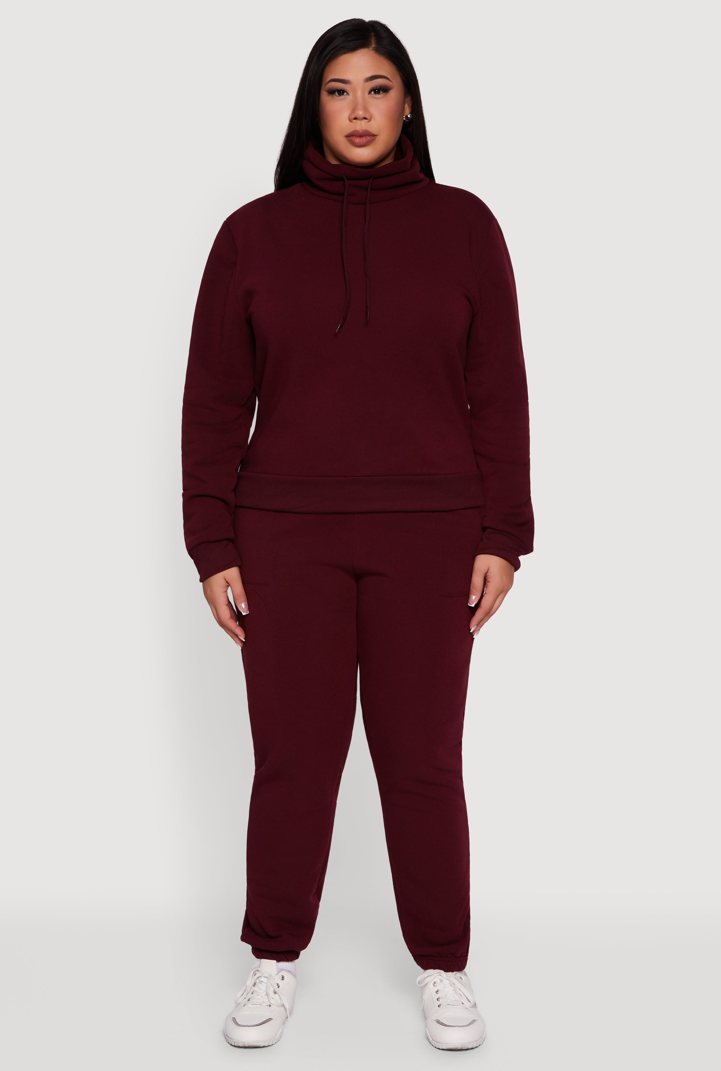 Plus Size Mid Rise Fleece Lined Tapered Sweatpants