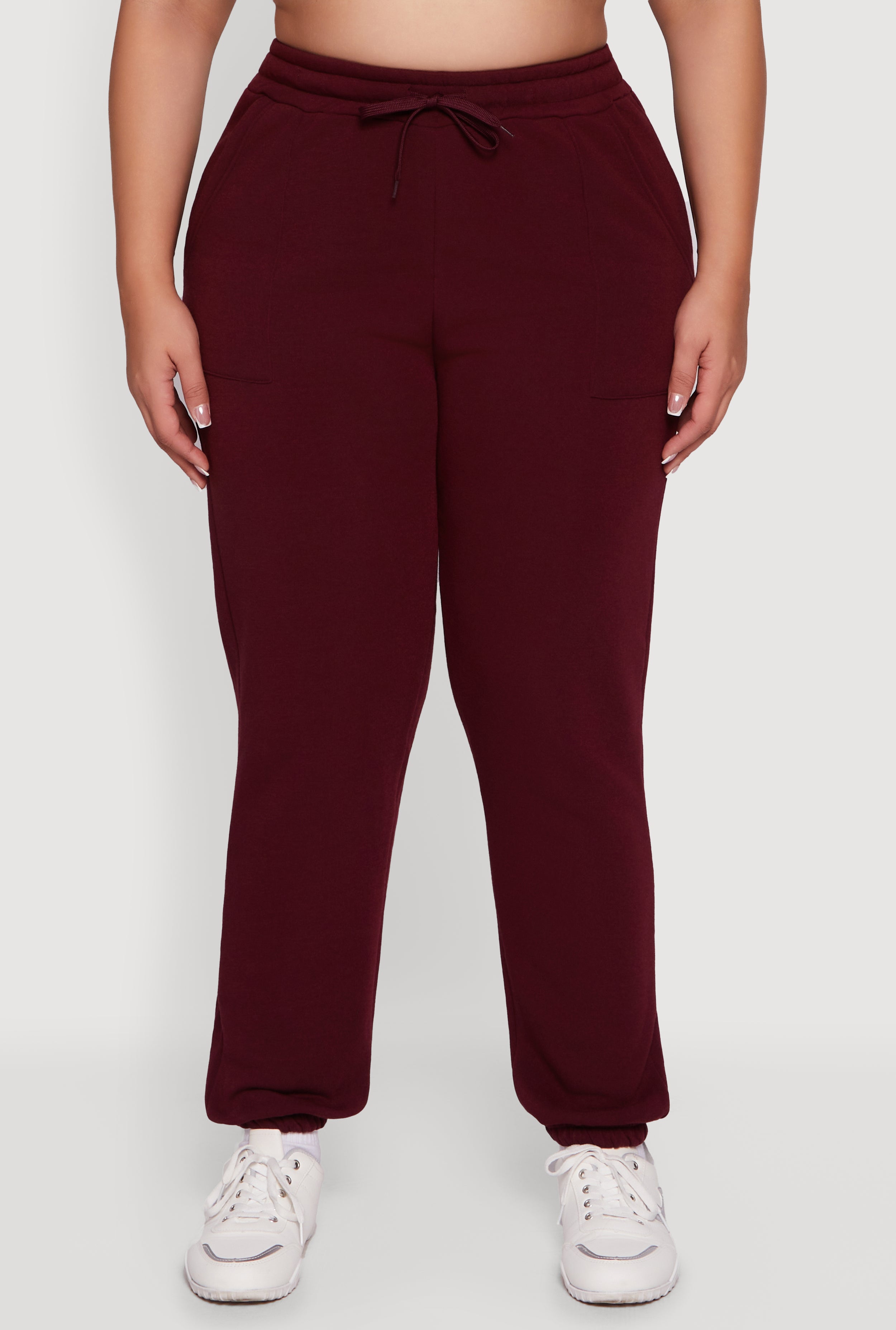 Plus Size Mid Rise Fleece Lined Tapered Sweatpants