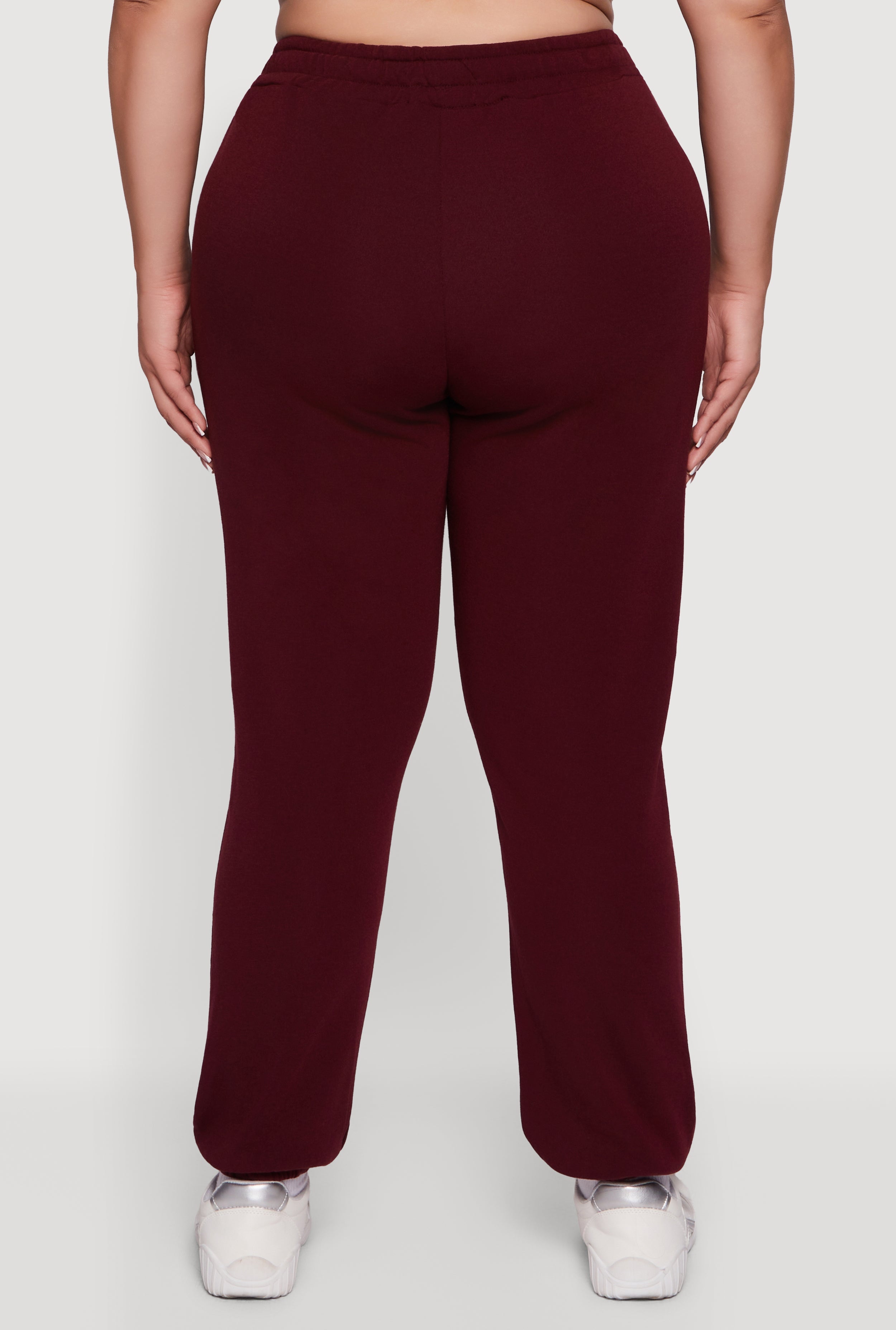 Plus Size Mid Rise Fleece Lined Tapered Sweatpants