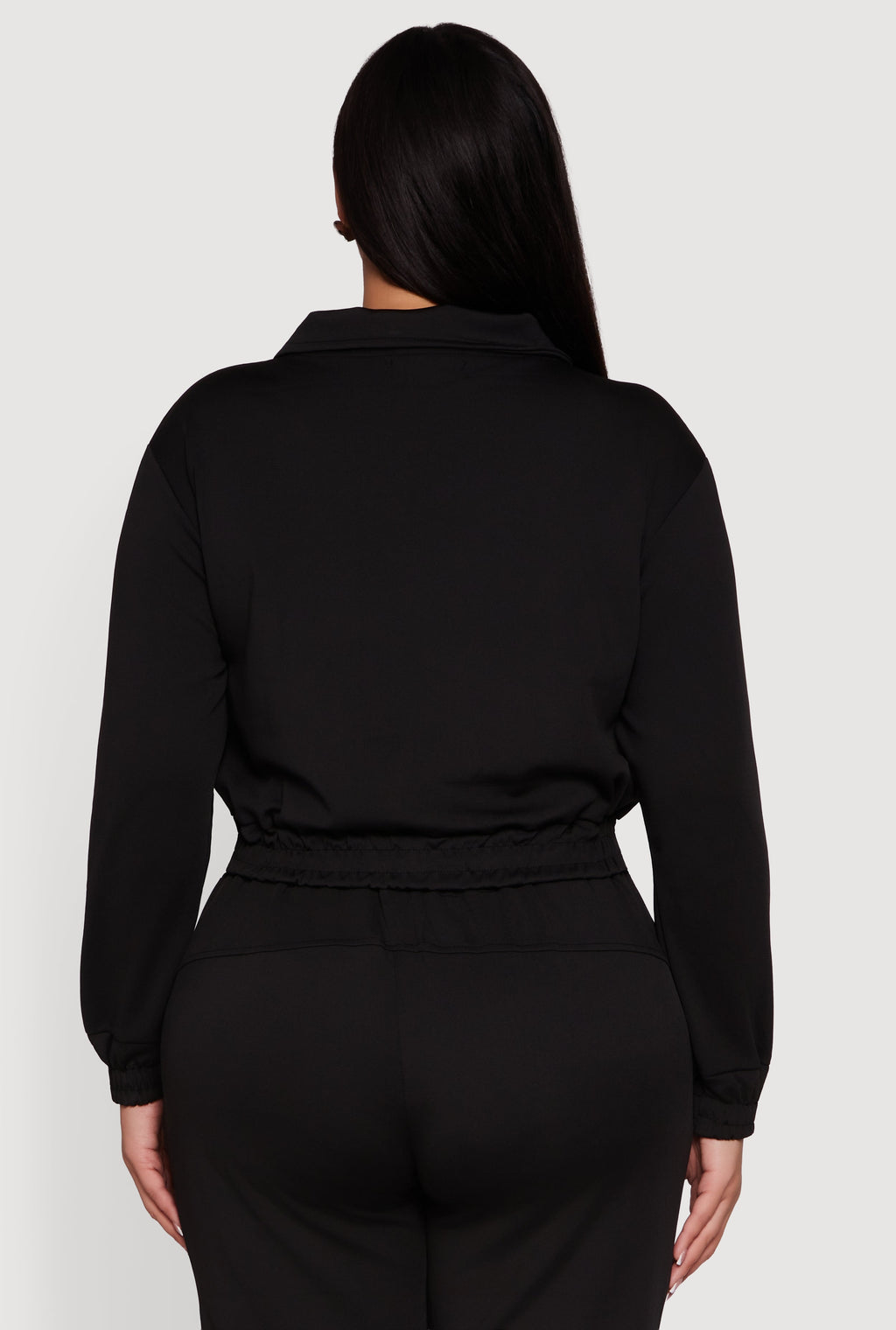 Plus Size Scuba Cropped Quarter Zip Pullover Sweatshirt