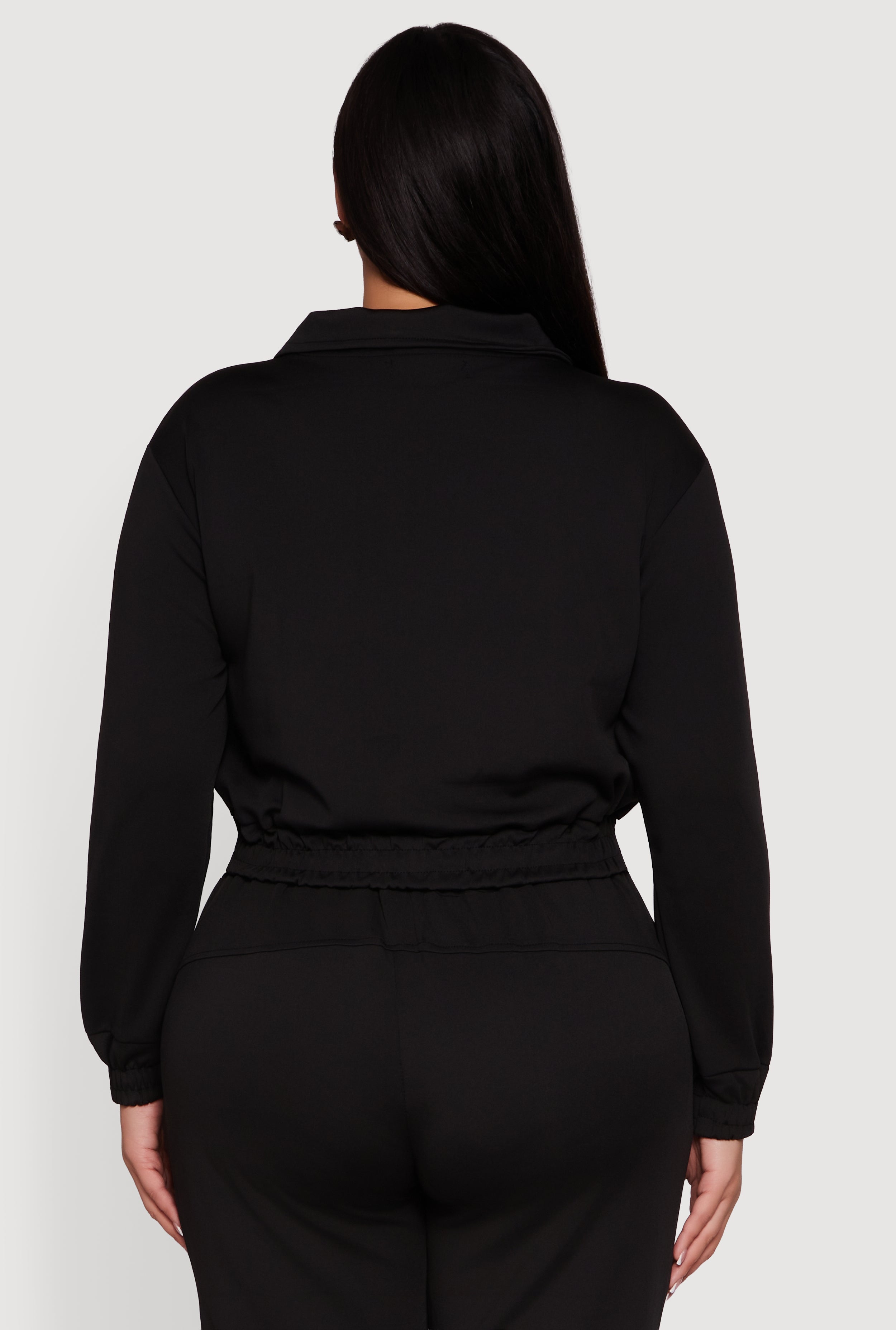Plus Size Scuba Cropped Quarter Zip Pullover Sweatshirt