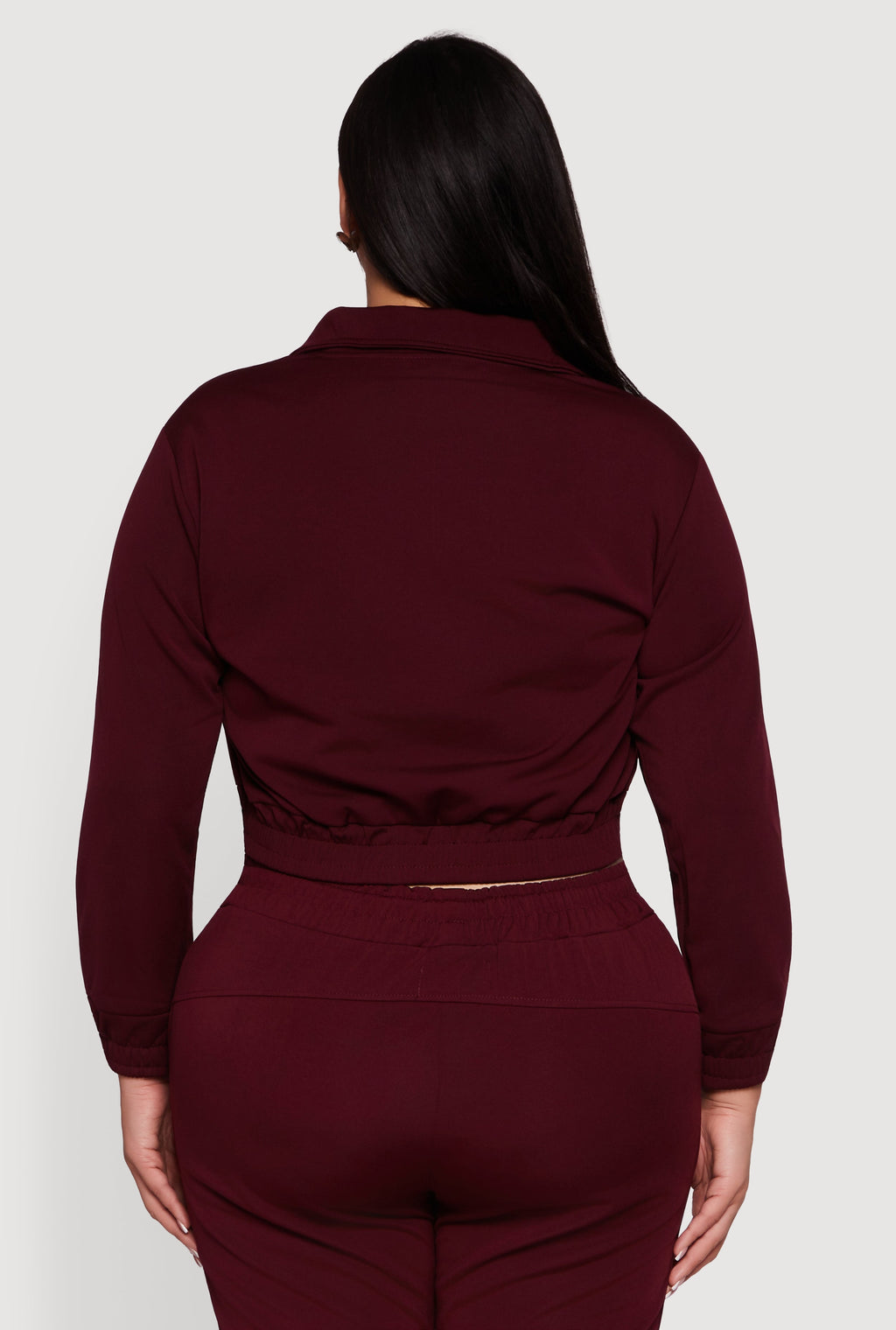 Plus Size Scuba Cropped Quarter Zip Pullover Sweatshirt