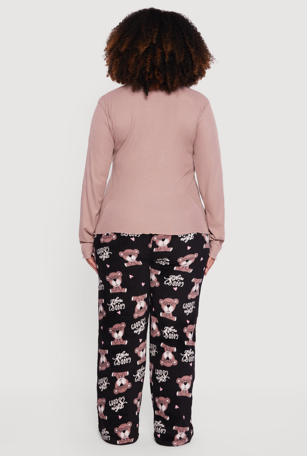 Plus Size Pajama Top and Good Night Bear Graphic Pants