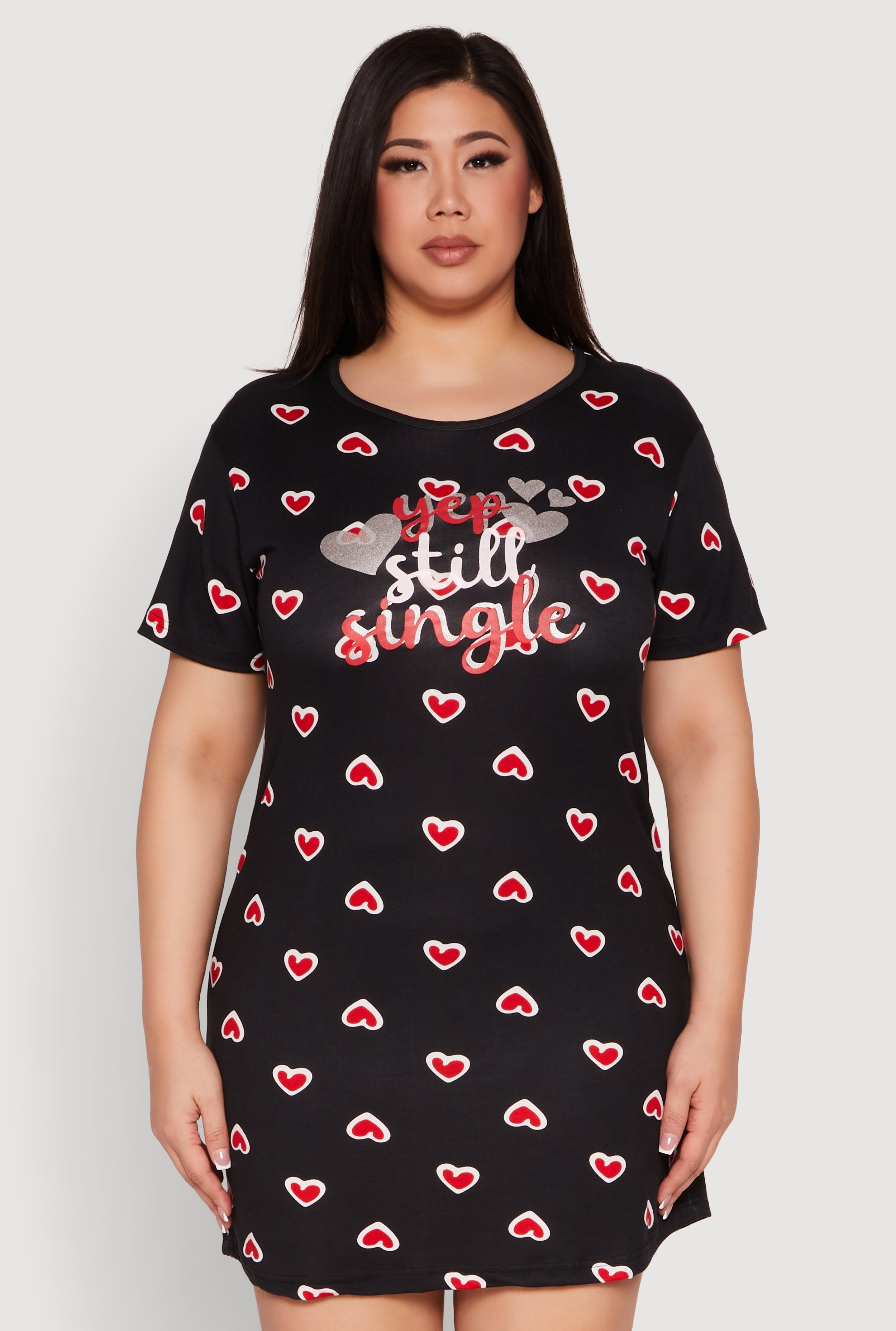 Plus Size Yep Still Single Graphic Nightgown