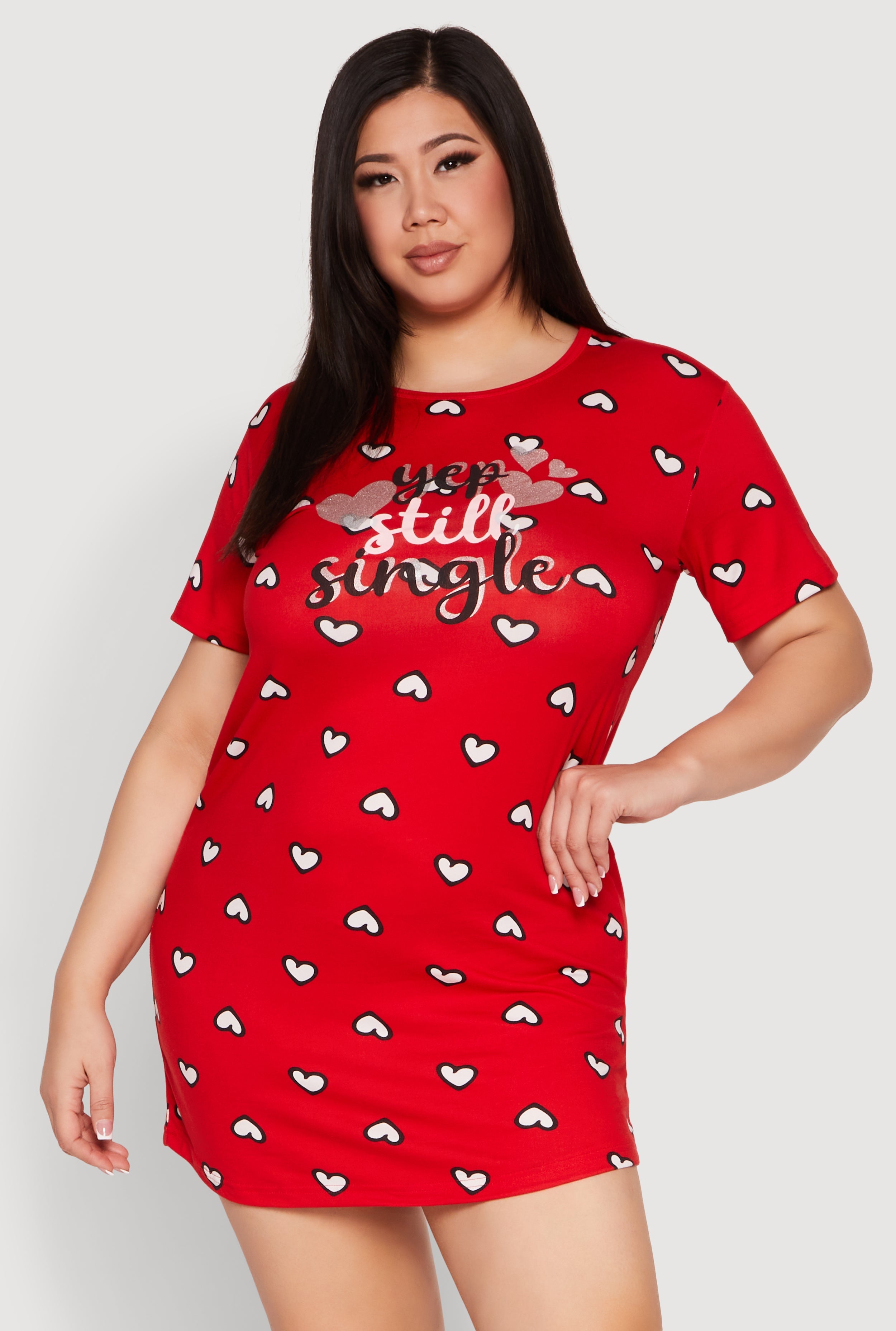 Plus Size Yep Still Single Graphic Nightgown