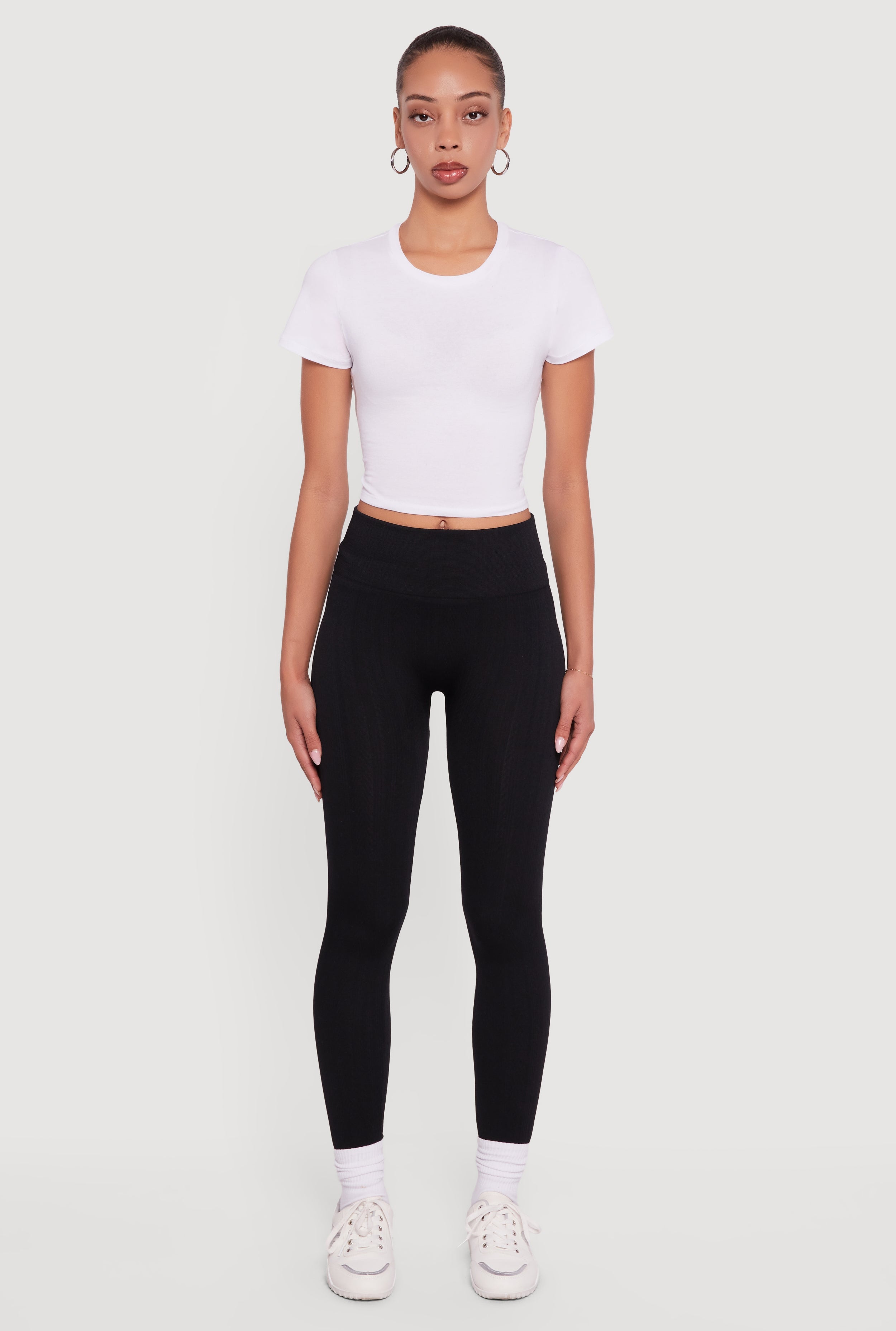 Fleece Lined Textured Knit Leggings